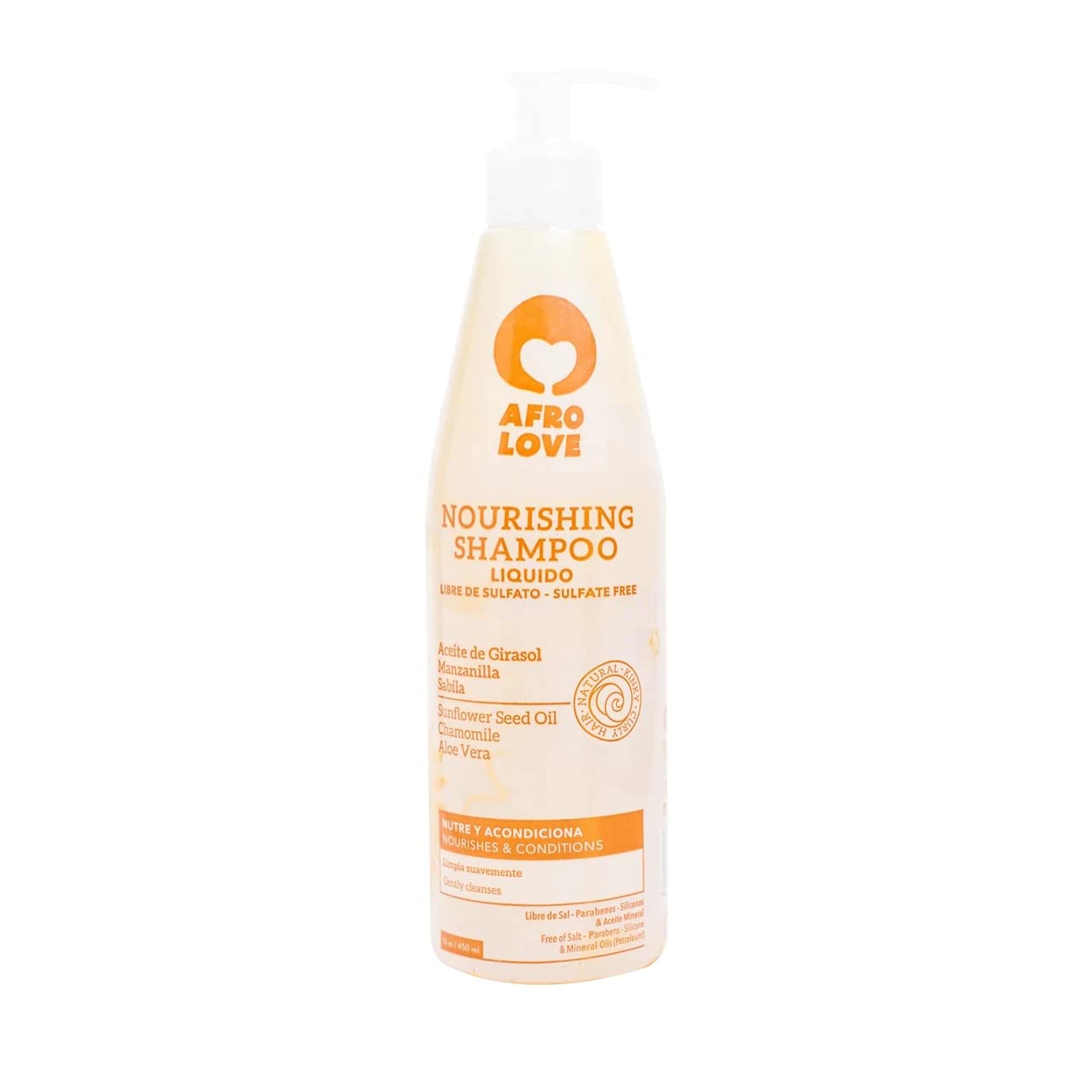 Afro Love Nourishing Shampoo 16 oz Hydrating Cleanser for Curly Hair, Sulfate-Free, Restores Shine