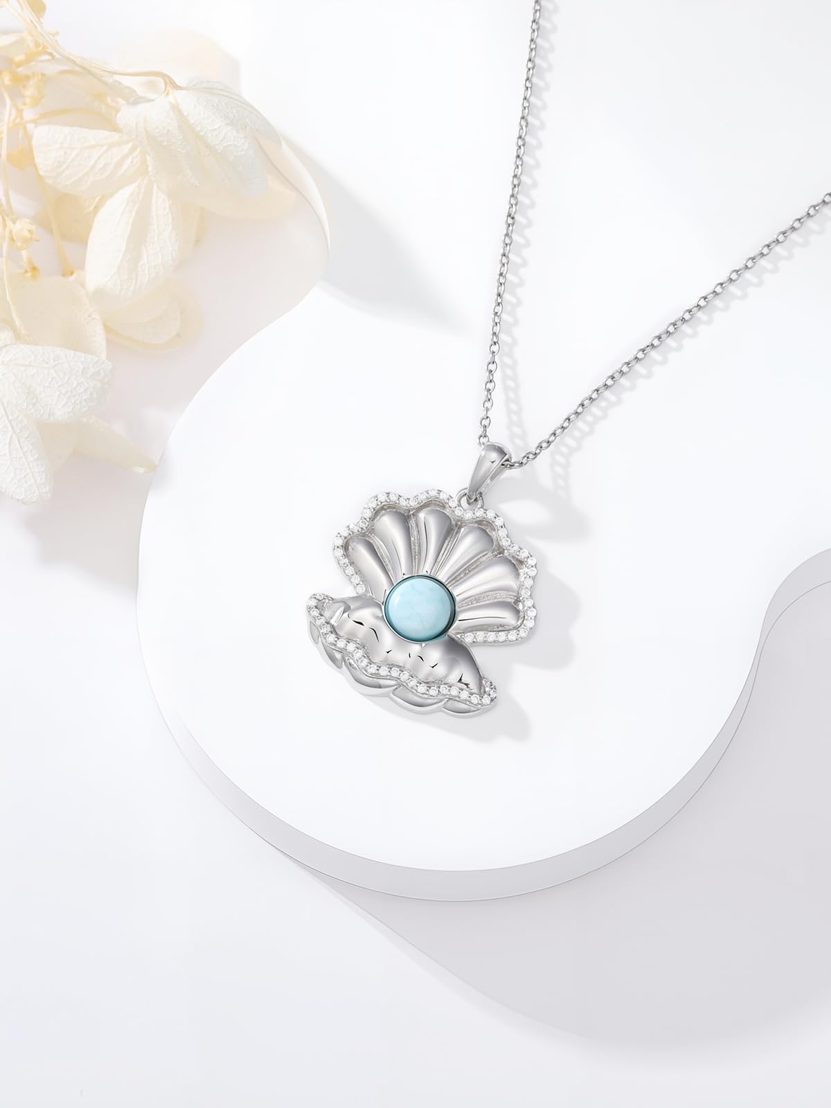 Collar con colgante de larimar de tortuga marina de OCJ, plata de ley 925, 45 cm + extensión de 5 cm. Joya playera inspirada en el océano, regalo para mujer. 