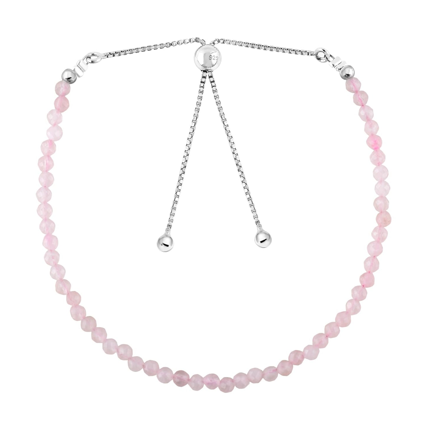 Pulsera bolo de larimar OdrillionGems en plata de ley 925 rodiada, cuentas facetadas azul cielo de 3 mm, cadena ajustable, regalo minimalista hecho a mano para mujer. 