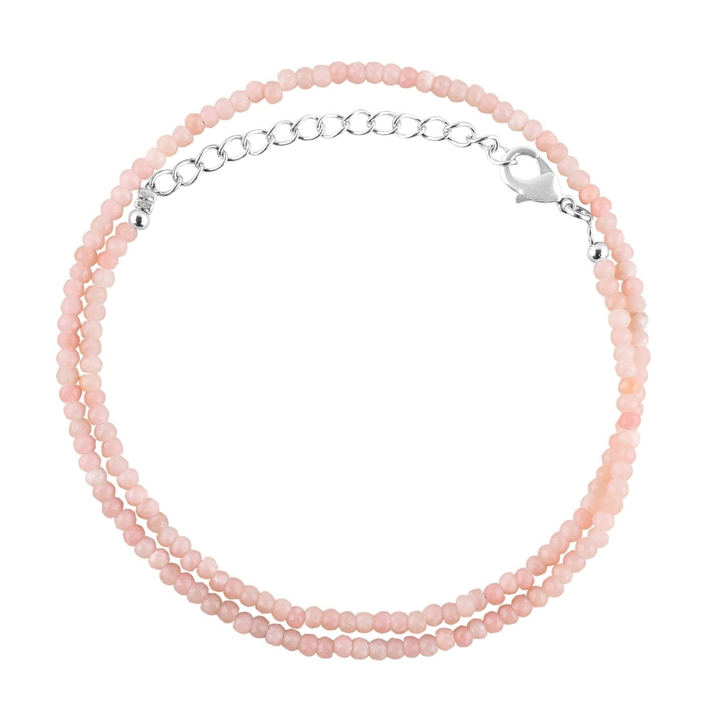 Gargantilla de cuentas de larimar ZEMBIENCE, piedras preciosas naturales facetadas de 3 mm, latón bañado en plata con revestimiento electrolítico, extensor de 40,6 cm + 5 cm, cierre de mosquetón, regalo minimalista.