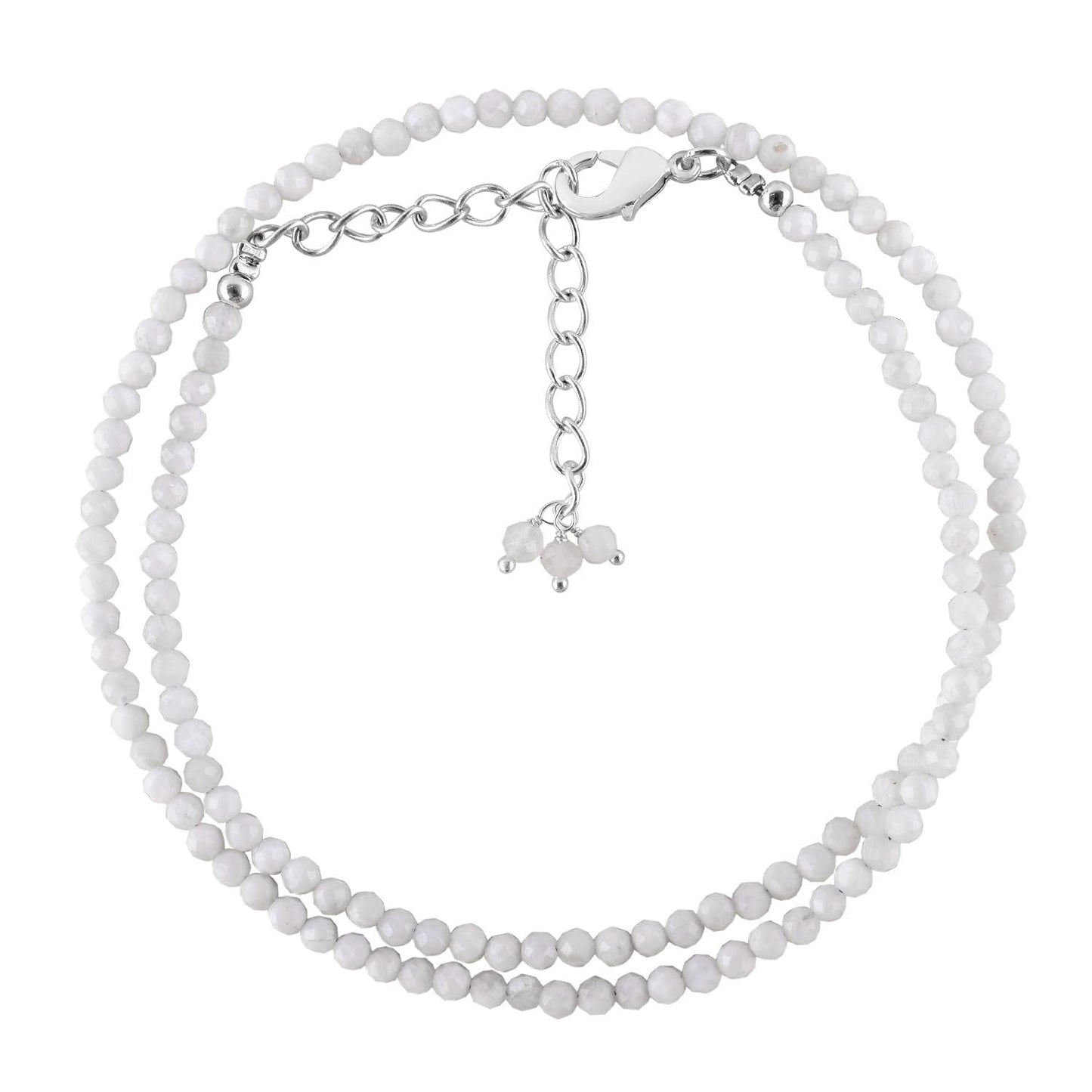 Gargantilla de cuentas de larimar ZEMBIENCE, piedras preciosas naturales facetadas de 3 mm, latón bañado en plata con revestimiento electrolítico, extensor de 40,6 cm + 5 cm, cierre de mosquetón, regalo minimalista.