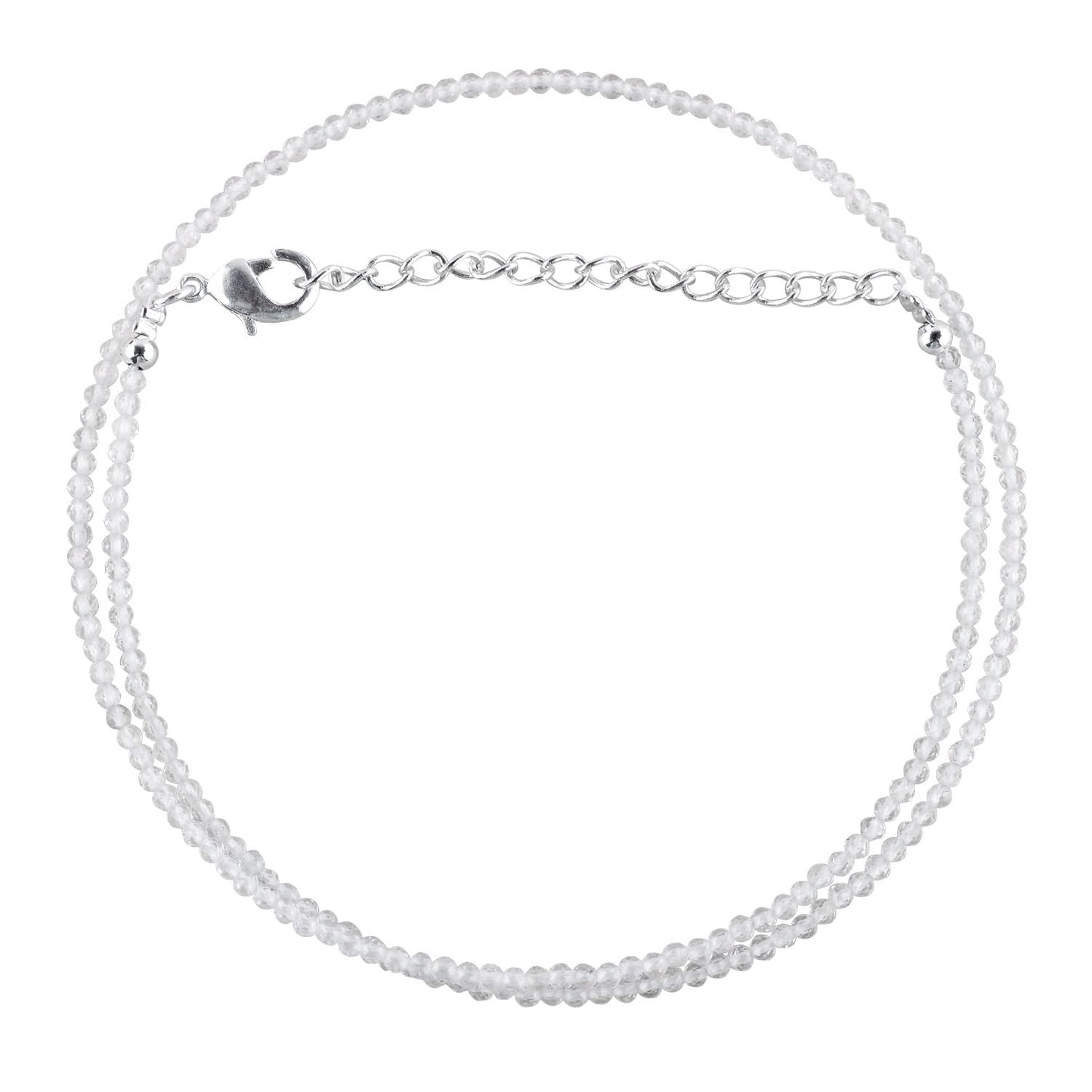 Gargantilla de cuentas de larimar ZEMBIENCE, piedras preciosas naturales facetadas de 3 mm, latón bañado en plata con revestimiento electrolítico, extensor de 40,6 cm + 5 cm, cierre de mosquetón, regalo minimalista.