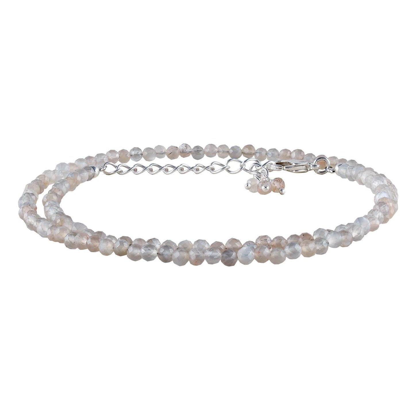 Gargantilla de cuentas de larimar ZEMBIENCE, piedras preciosas naturales facetadas de 3 mm, latón bañado en plata con revestimiento electrolítico, extensor de 40,6 cm + 5 cm, cierre de mosquetón, regalo minimalista.