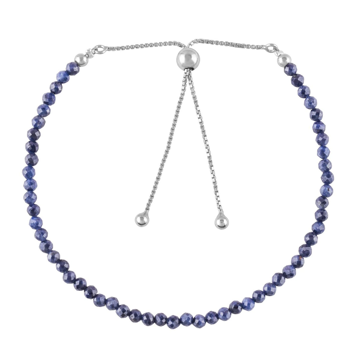 Pulsera bolo de larimar OdrillionGems en plata de ley 925 rodiada, cuentas facetadas azul cielo de 3 mm, cadena ajustable, regalo minimalista hecho a mano para mujer. 