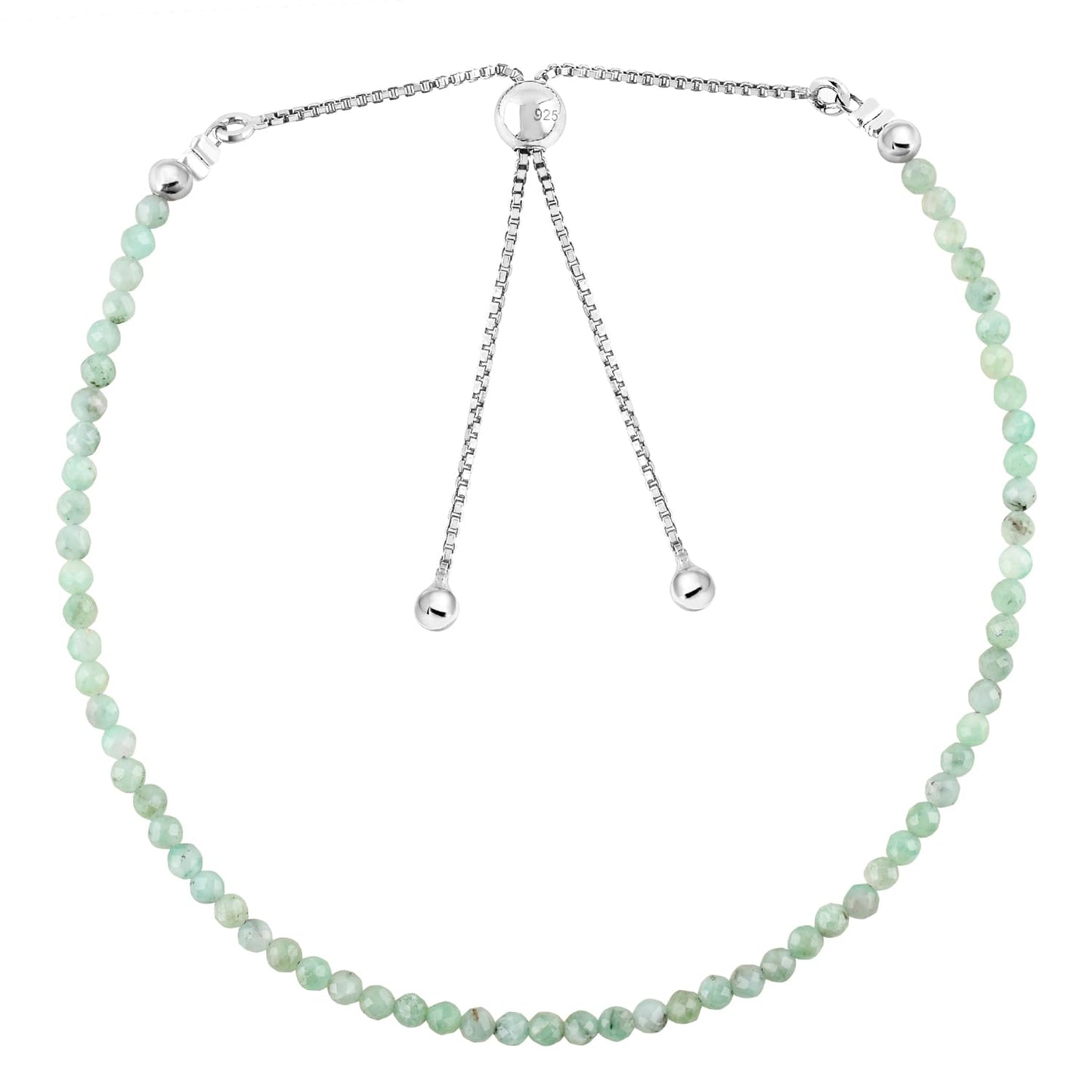 Pulsera bolo de larimar OdrillionGems en plata de ley 925 rodiada, cuentas facetadas azul cielo de 3 mm, cadena ajustable, regalo minimalista hecho a mano para mujer. 