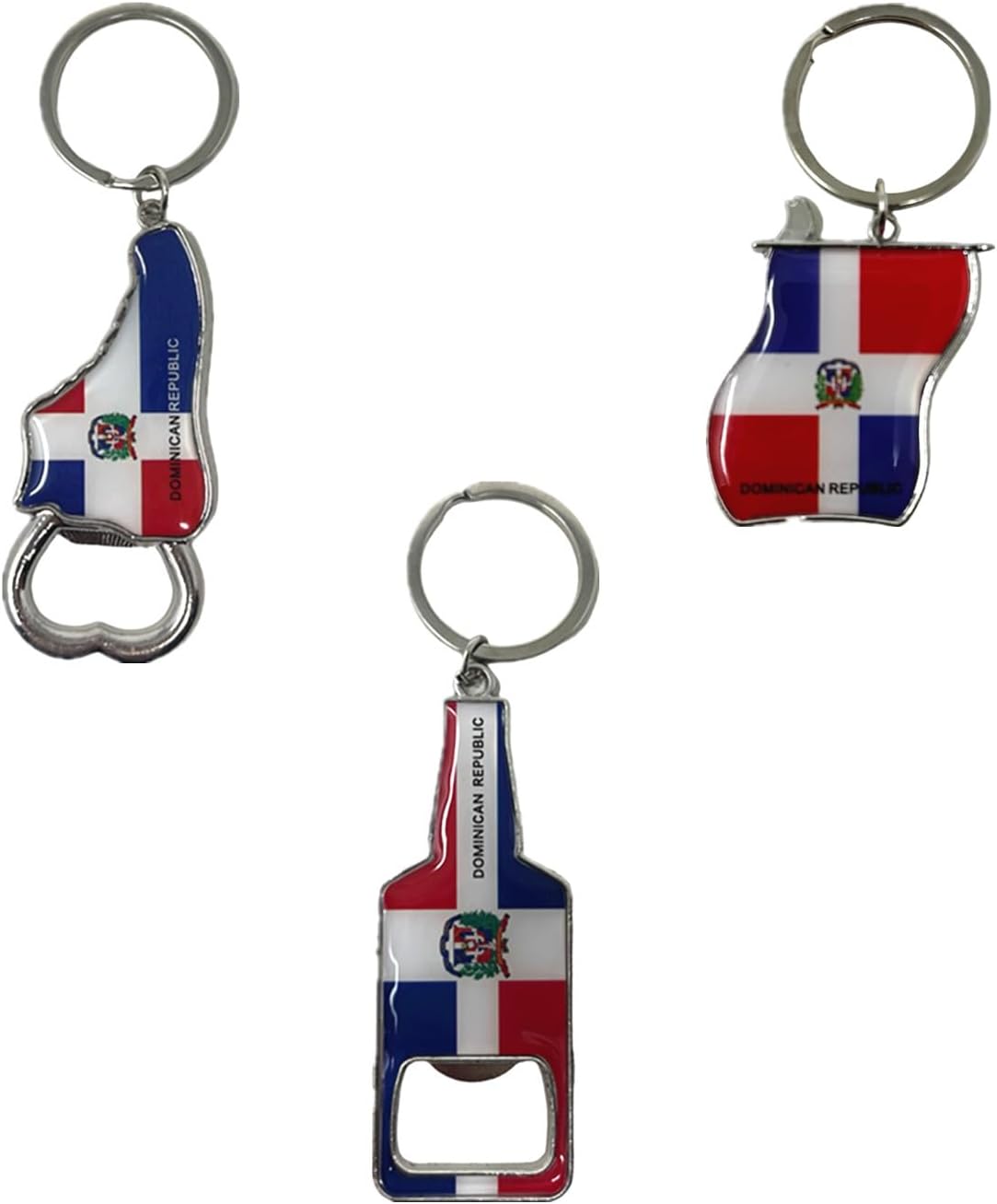 Paquete de 8 llaveros de República Dominicana: set de recuerdo metálico (bandera, corazón, camiseta y más)