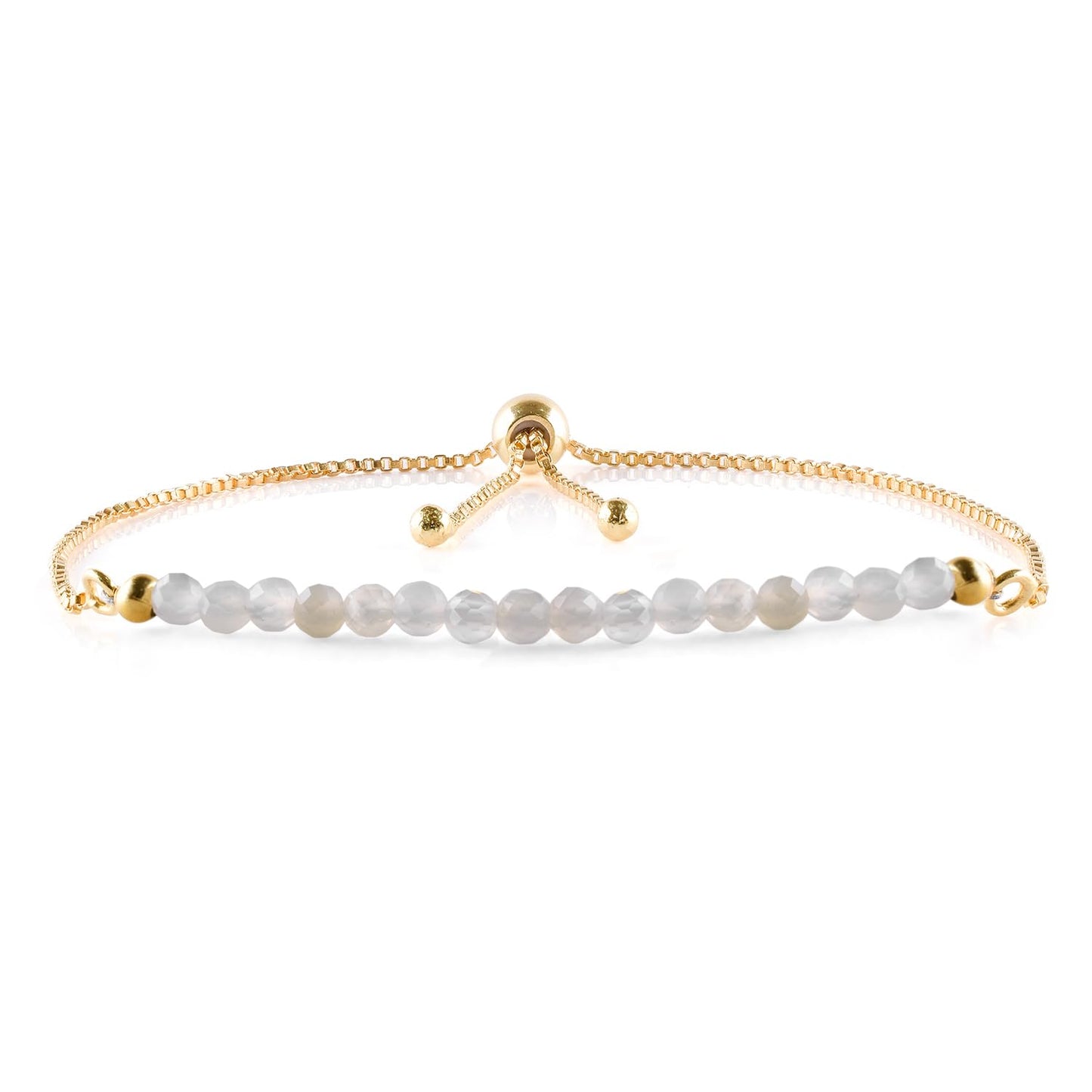 InfinityGemsArt Larimar Slider Bracelet, 14K Gold-Plated Brass, 3mm Faceted Micro Beads, Adjustable 6–9”, Dainty Birthstone Jewelry Gift for Women