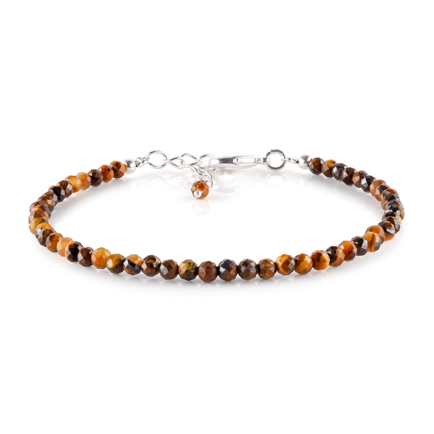 Pulsera de microcuentas de larimar en latón plateado, microcuentas facetadas de 3 mm, piedra preciosa natural, 20 cm de largo, cierre de mosquetón, un regalo exquisito para mujer.