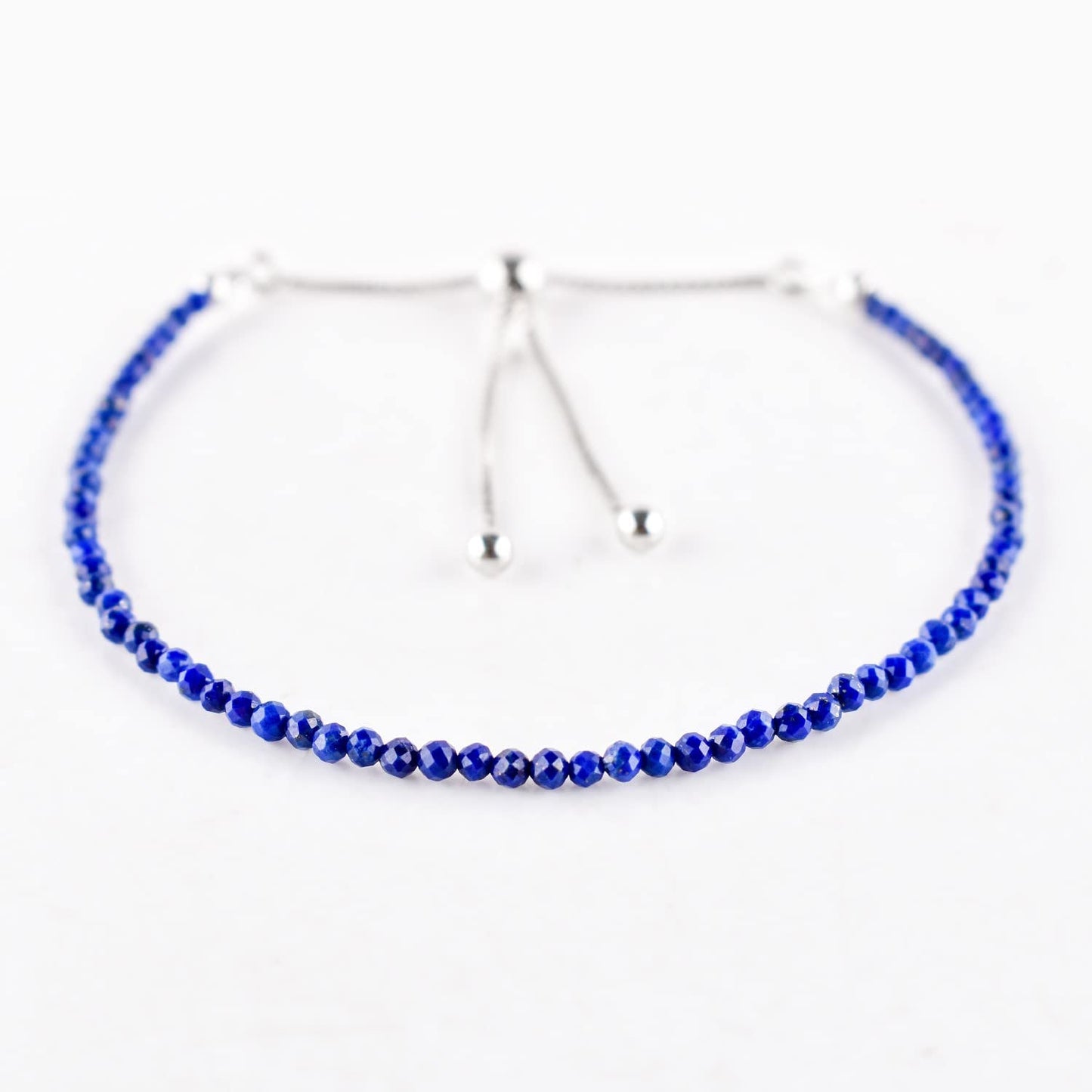 Pulsera bolo de larimar OdrillionGems en plata de ley 925 rodiada, cuentas facetadas azul cielo de 3 mm, cadena ajustable, regalo minimalista hecho a mano para mujer. 