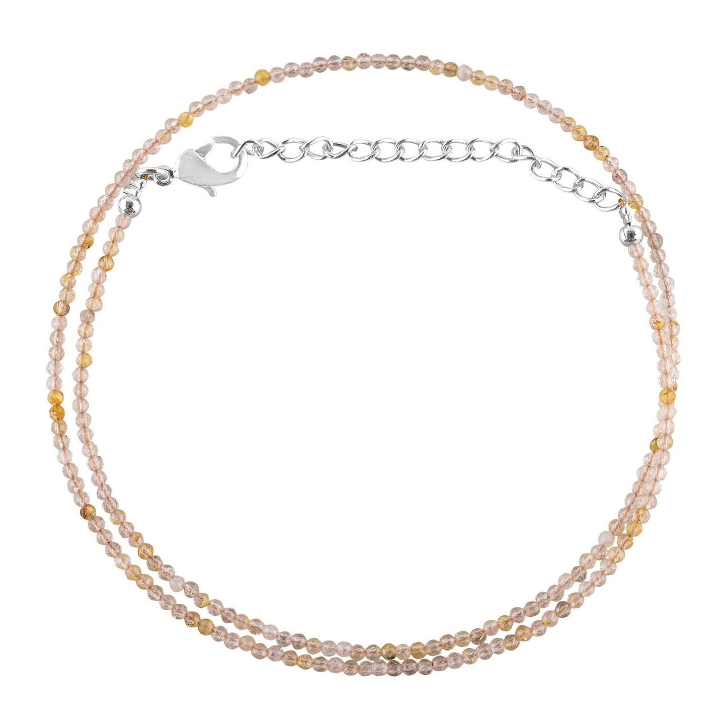 Gargantilla de cuentas de larimar ZEMBIENCE, piedras preciosas naturales facetadas de 3 mm, latón bañado en plata con revestimiento electrolítico, extensor de 40,6 cm + 5 cm, cierre de mosquetón, regalo minimalista.