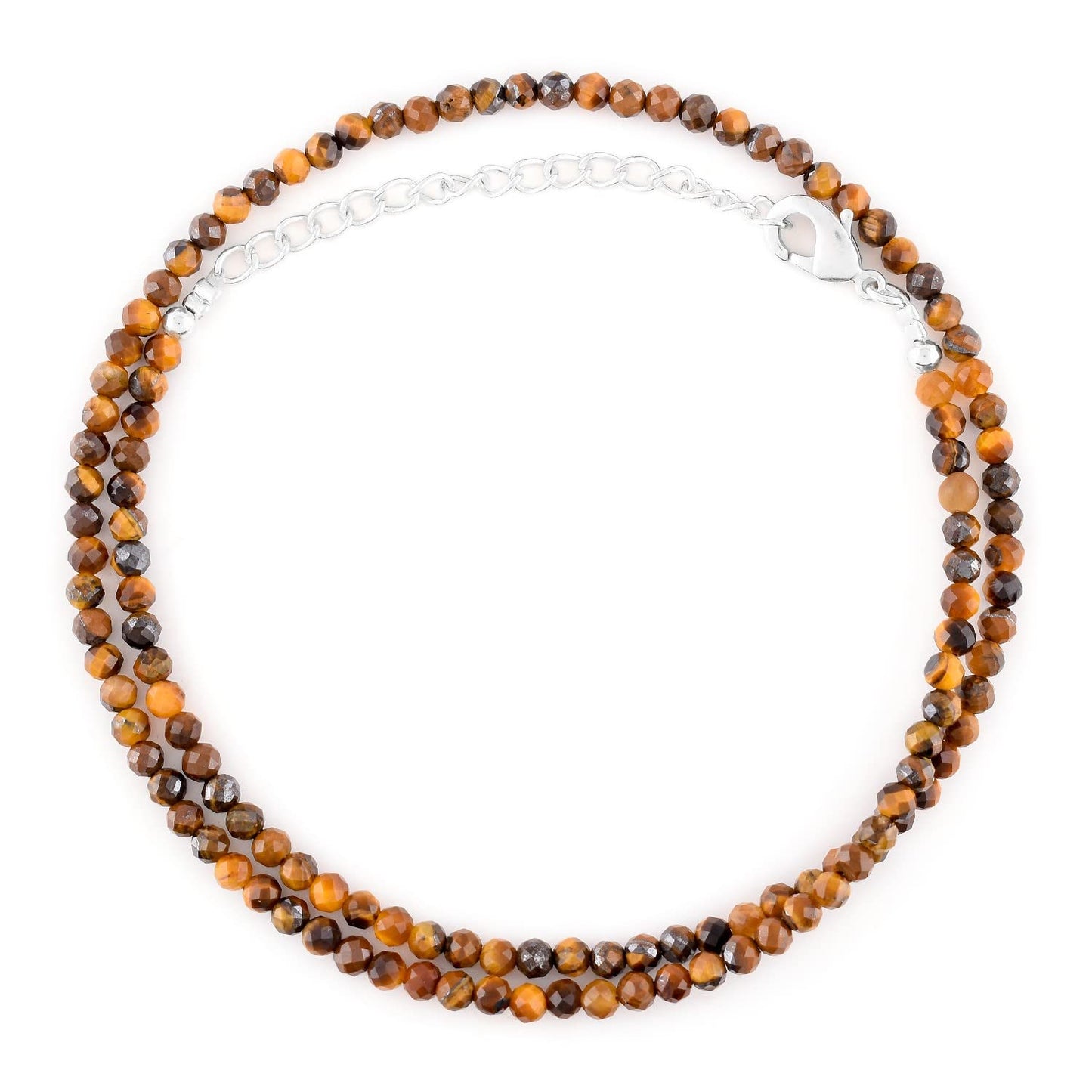 Gargantilla de cuentas de larimar ZEMBIENCE, piedras preciosas naturales facetadas de 3 mm, latón bañado en plata con revestimiento electrolítico, extensor de 40,6 cm + 5 cm, cierre de mosquetón, regalo minimalista.