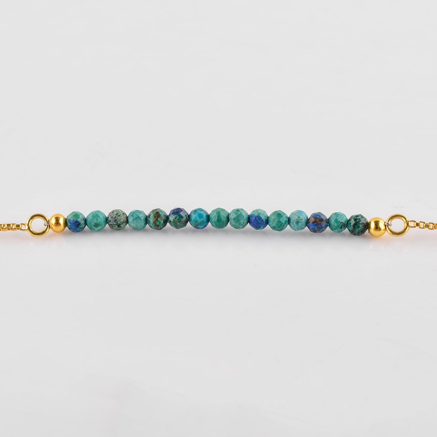 InfinityGemsArt Larimar Slider Bracelet, 14K Gold-Plated Brass, 3mm Faceted Micro Beads, Adjustable 6–9”, Dainty Birthstone Jewelry Gift for Women