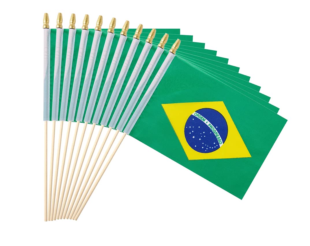 25Pack Small Dominica Flag Handheld Mini Dominican Flag on Stick 5x8 Inch