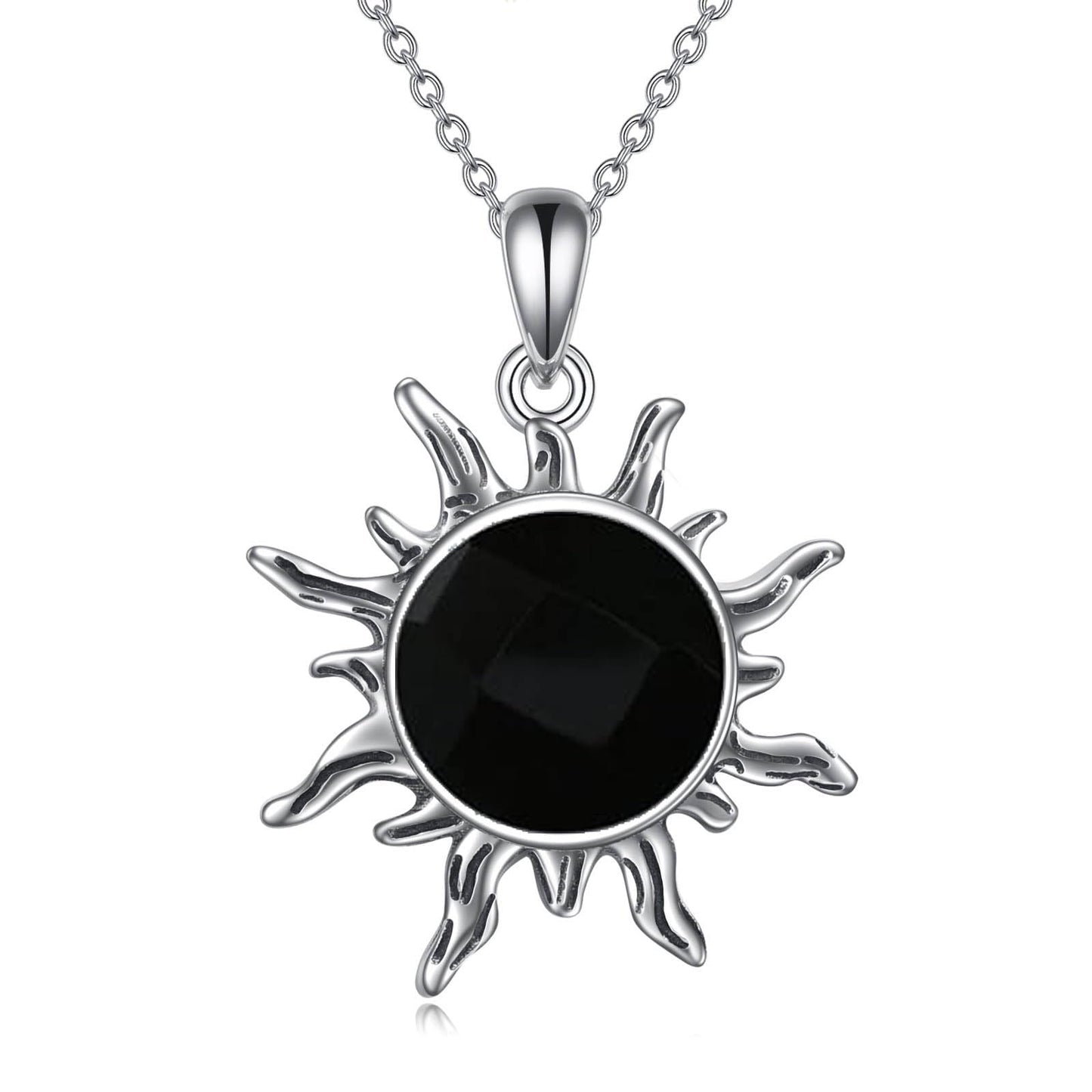 Collar de sol de larimar TIGER RIDER en plata de ley 925, cadena de 45 cm + 5 cm, caja de regalo, joyería para mujer 