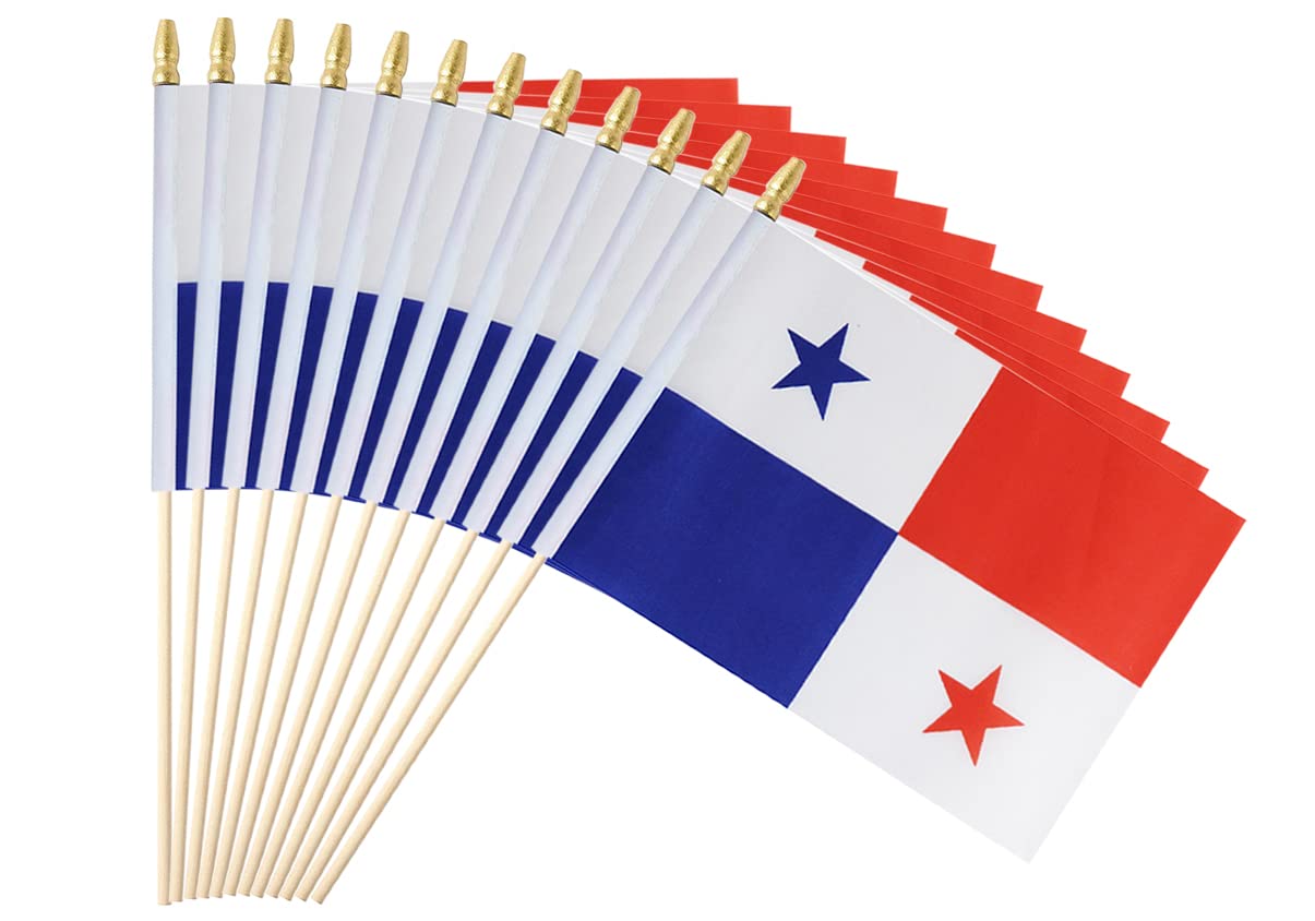 25Pack Small Dominica Flag Handheld Mini Dominican Flag on Stick 5x8 Inch