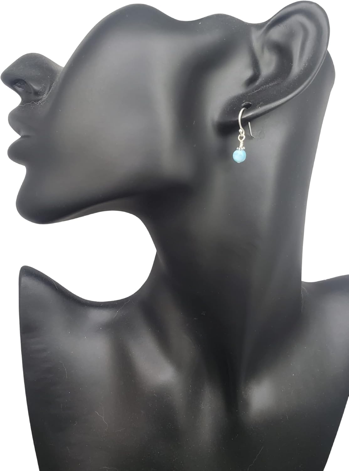 Pendientes colgantes de plata de ley con cuentas de larimar dominicano, piedras preciosas caribeñas hechas a mano, gancho francés, caja de regalo