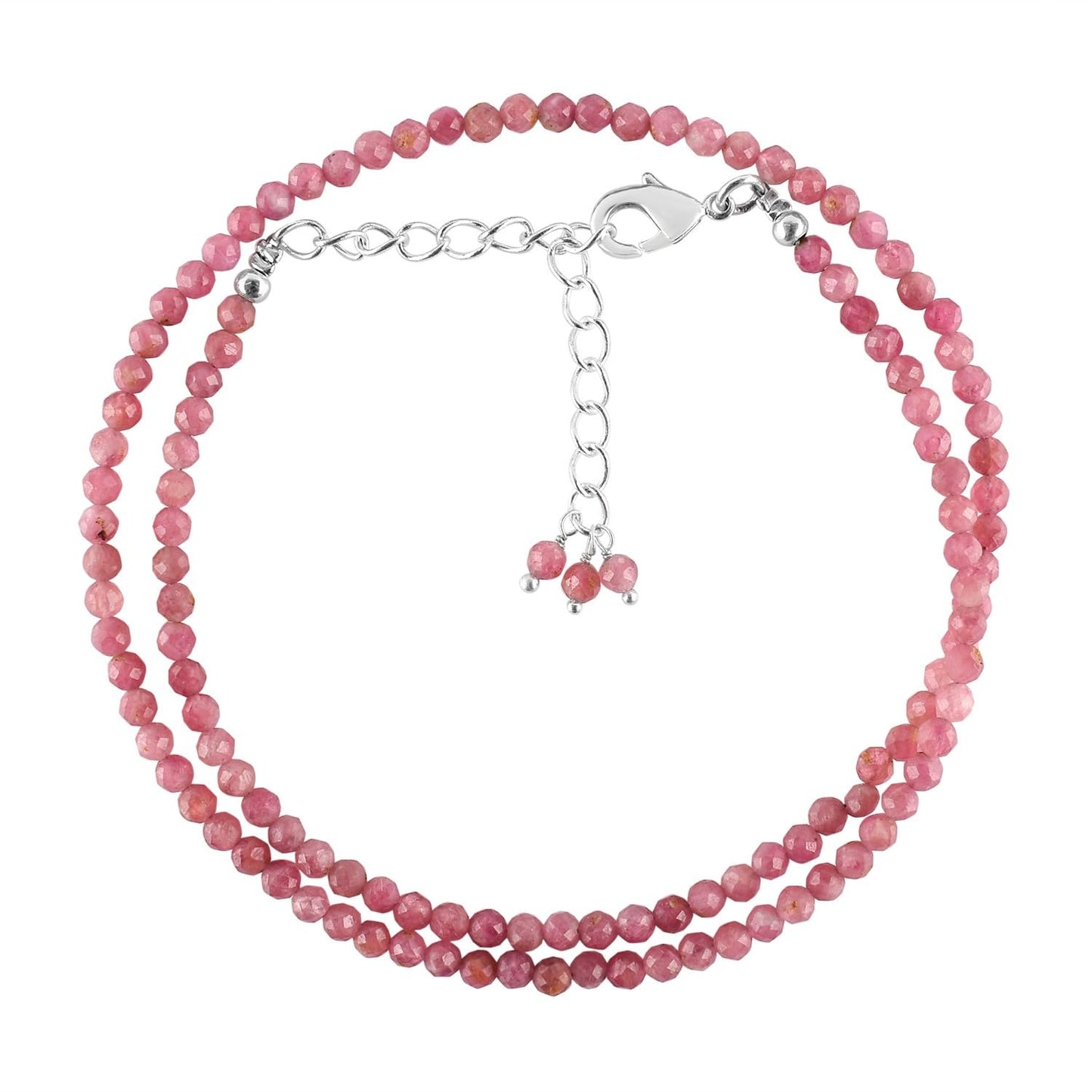 Gargantilla de cuentas de larimar ZEMBIENCE, piedras preciosas naturales facetadas de 3 mm, latón bañado en plata con revestimiento electrolítico, extensor de 40,6 cm + 5 cm, cierre de mosquetón, regalo minimalista.