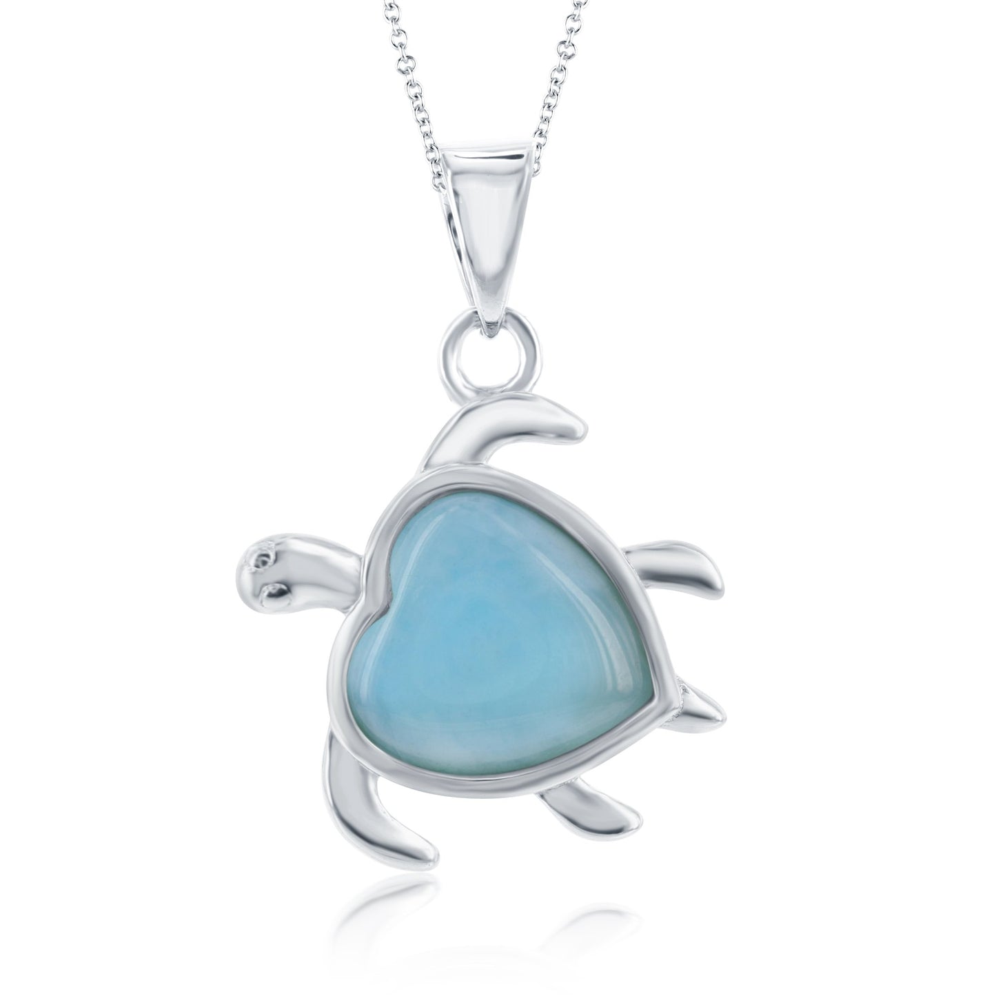 Larimar Gemstone Pendant Necklace – Palm Tree Design, Sterling Silver, Natural Blue Stone Jewelry