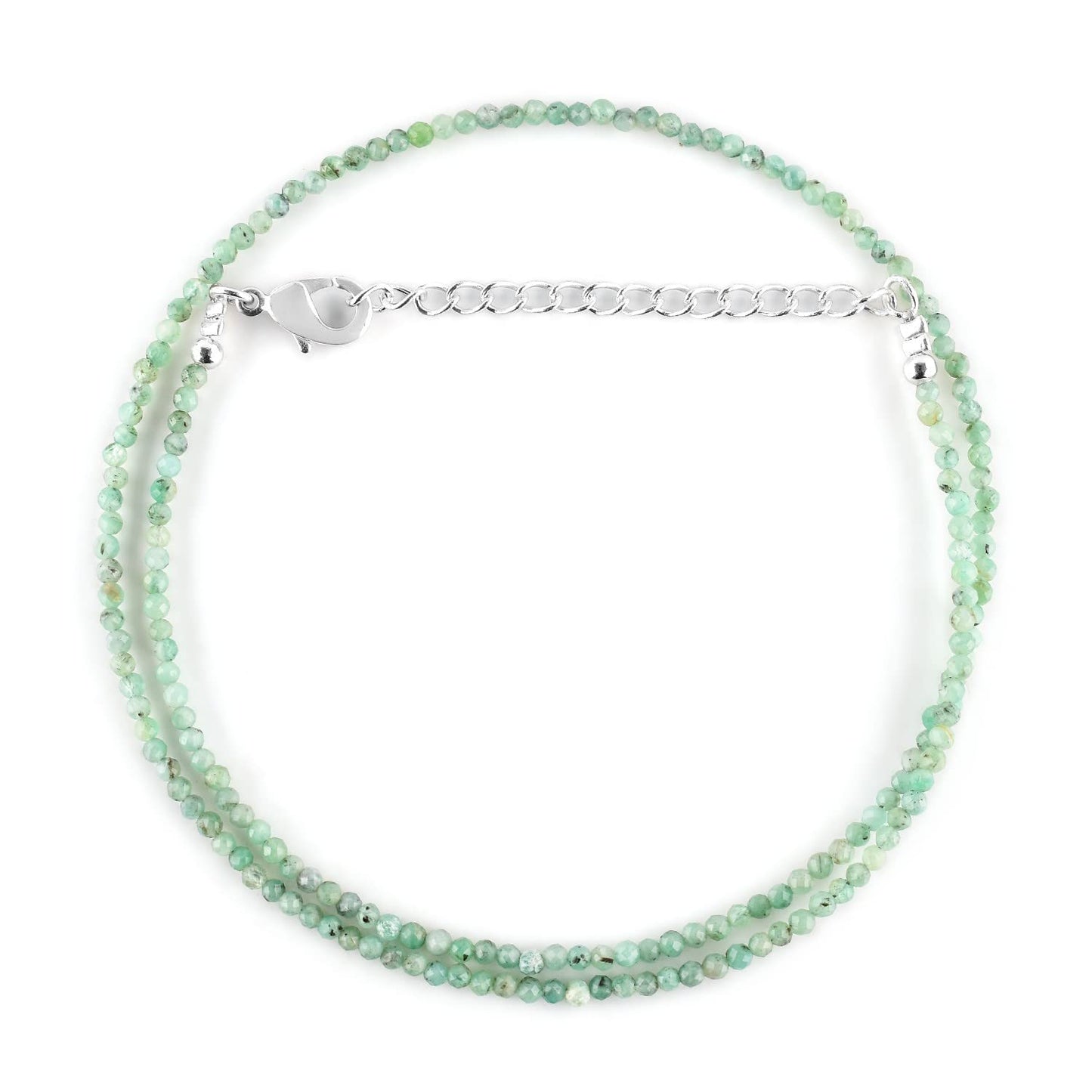 Gargantilla de cuentas de larimar ZEMBIENCE, piedras preciosas naturales facetadas de 3 mm, latón bañado en plata con revestimiento electrolítico, extensor de 40,6 cm + 5 cm, cierre de mosquetón, regalo minimalista.