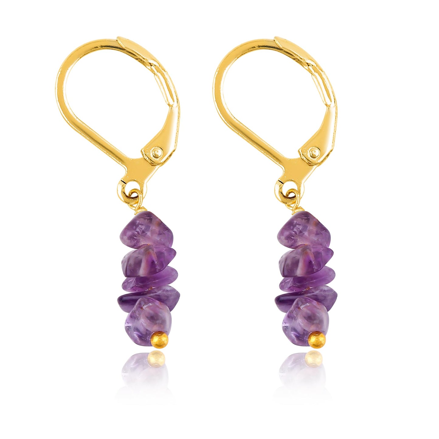 Gemsymphony Larimar Chip Dangle Earrings, Gold-Plated Leverback Hooks, Hypoallergenic, Handmade Lightweight Boho Gift for Women