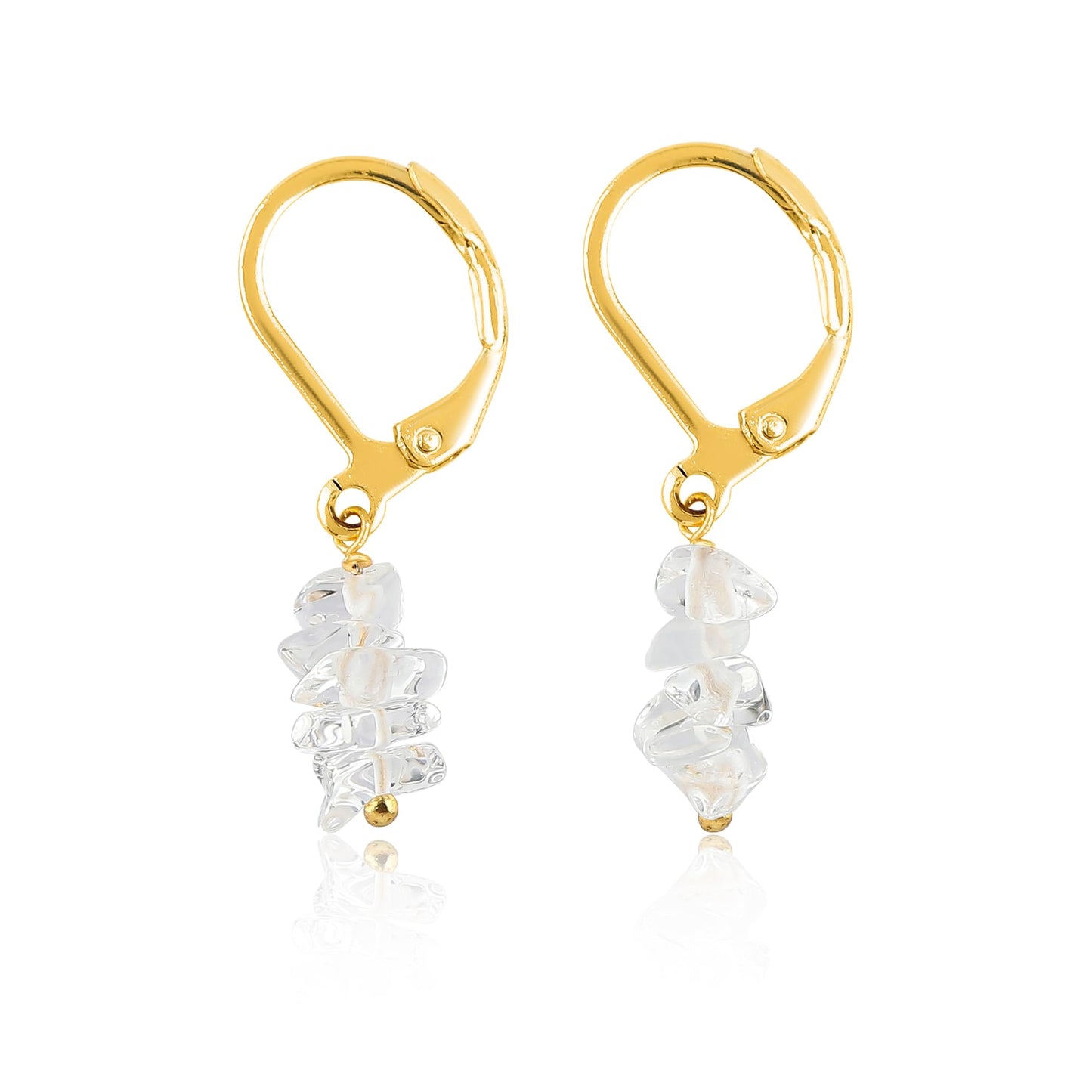 Gemsymphony Larimar Chip Dangle Earrings, Gold-Plated Leverback Hooks, Hypoallergenic, Handmade Lightweight Boho Gift for Women