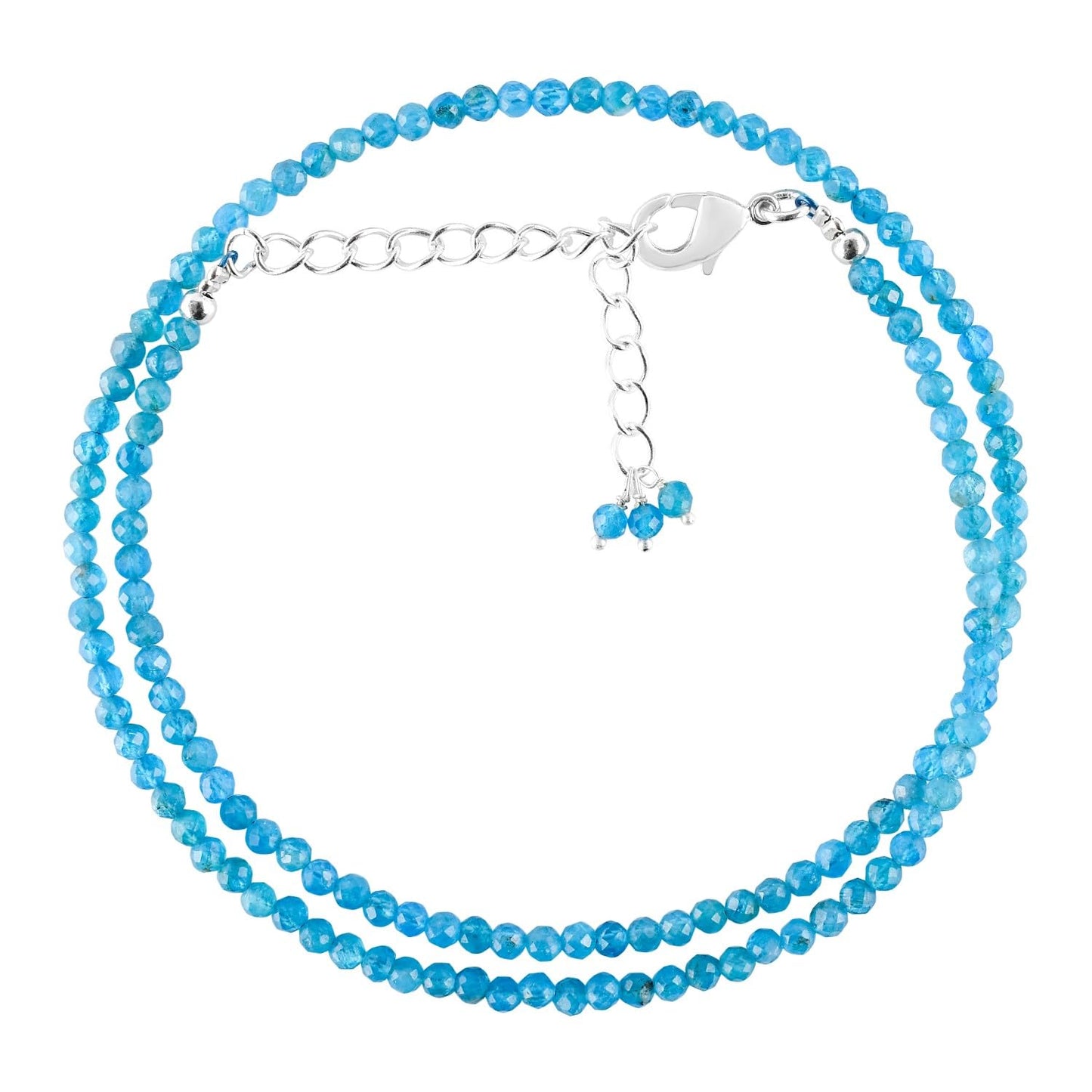 Gargantilla de cuentas de larimar ZEMBIENCE, piedras preciosas naturales facetadas de 3 mm, latón bañado en plata con revestimiento electrolítico, extensor de 40,6 cm + 5 cm, cierre de mosquetón, regalo minimalista.