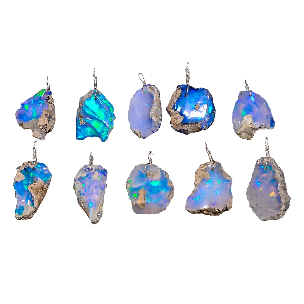 Collar con colgante ovalado de larimar dominicano YASHEE AA+, latón plateado, extensión de 40,6 cm + 5 cm, cabujón pulido de 18-25 mm, regalo diario para mujer. 