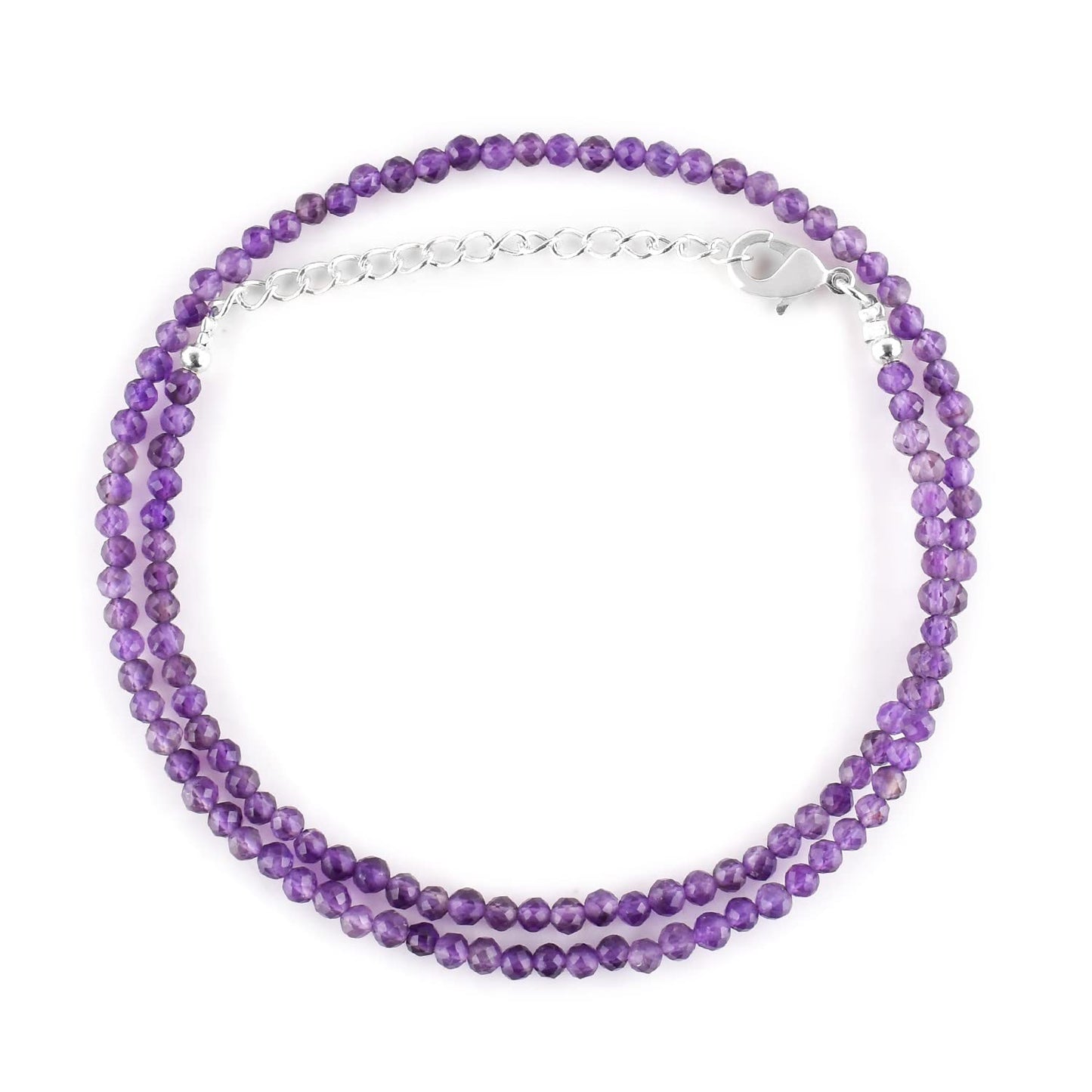 Gargantilla de cuentas de larimar ZEMBIENCE, piedras preciosas naturales facetadas de 3 mm, latón bañado en plata con revestimiento electrolítico, extensor de 40,6 cm + 5 cm, cierre de mosquetón, regalo minimalista.