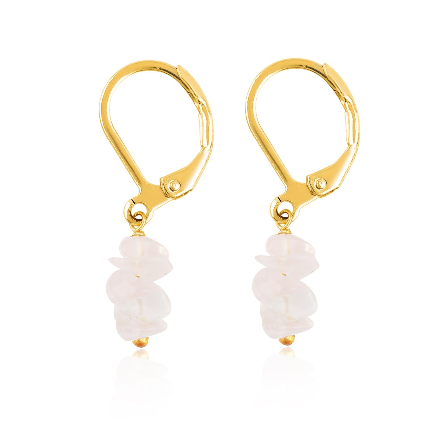 Gemsymphony Larimar Chip Dangle Earrings, Gold-Plated Leverback Hooks, Hypoallergenic, Handmade Lightweight Boho Gift for Women