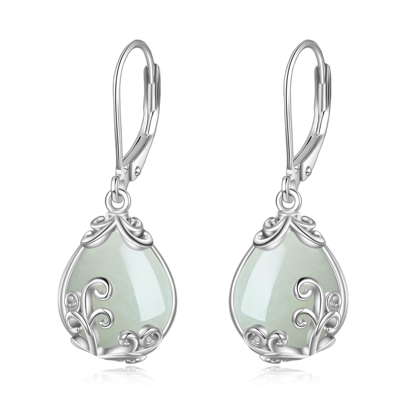 POPLYKE Celtic Filigree Larimar Teardrop Dangle Earrings in 925 Sterling Silver, Leverback, Hypoallergenic, Gift Box, Women’s Jewelry