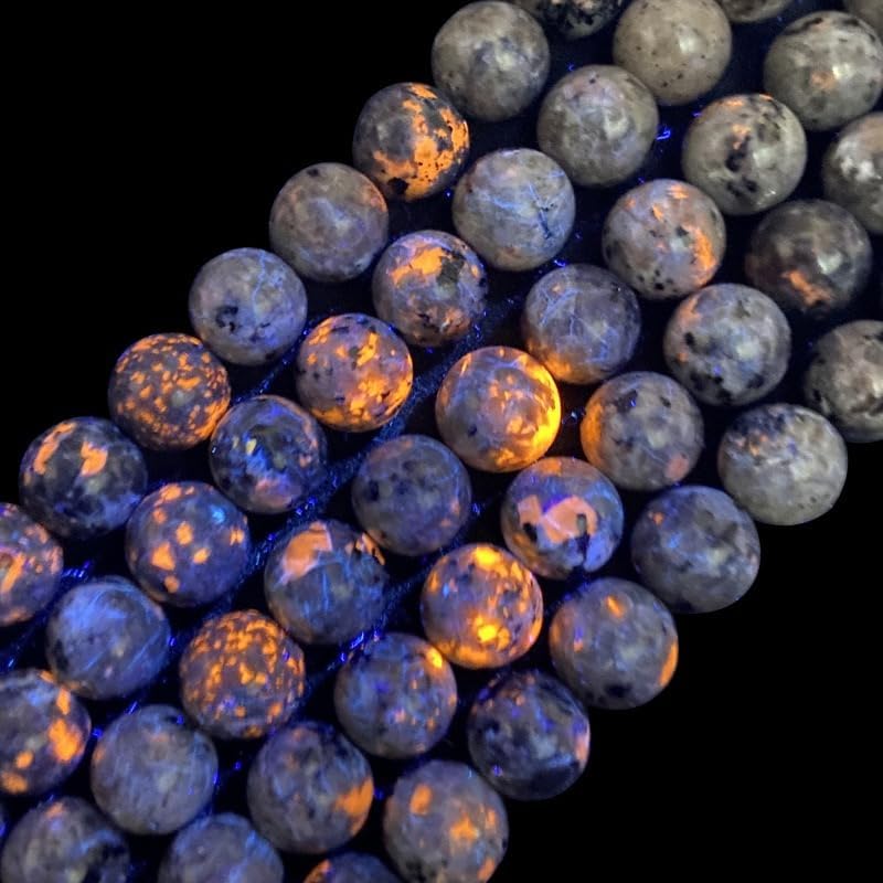 Cuentas sueltas de larimar Barahona de ABCGEMS, 10 mm, redondas y lisas, con inclusiones dendríticas negras, tira de 39 cm, agujero de 1 mm, República Dominicana, suministros para bisutería 
