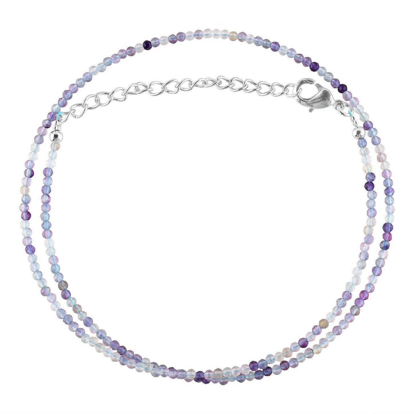 Gargantilla de cuentas de larimar ZEMBIENCE, piedras preciosas naturales facetadas de 3 mm, latón bañado en plata con revestimiento electrolítico, extensor de 40,6 cm + 5 cm, cierre de mosquetón, regalo minimalista.