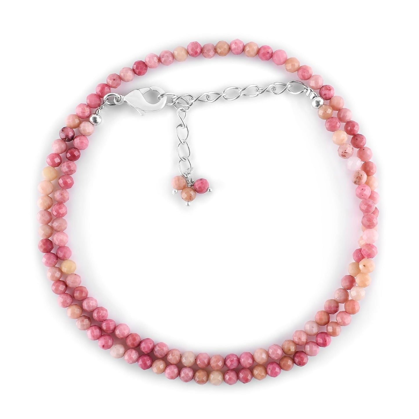 Gargantilla de cuentas de larimar ZEMBIENCE, piedras preciosas naturales facetadas de 3 mm, latón bañado en plata con revestimiento electrolítico, extensor de 40,6 cm + 5 cm, cierre de mosquetón, regalo minimalista.