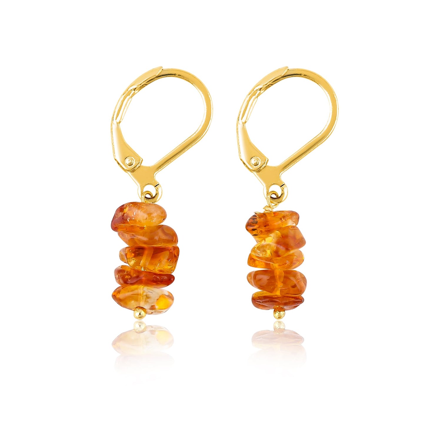 Gemsymphony Larimar Chip Dangle Earrings, Gold-Plated Leverback Hooks, Hypoallergenic, Handmade Lightweight Boho Gift for Women