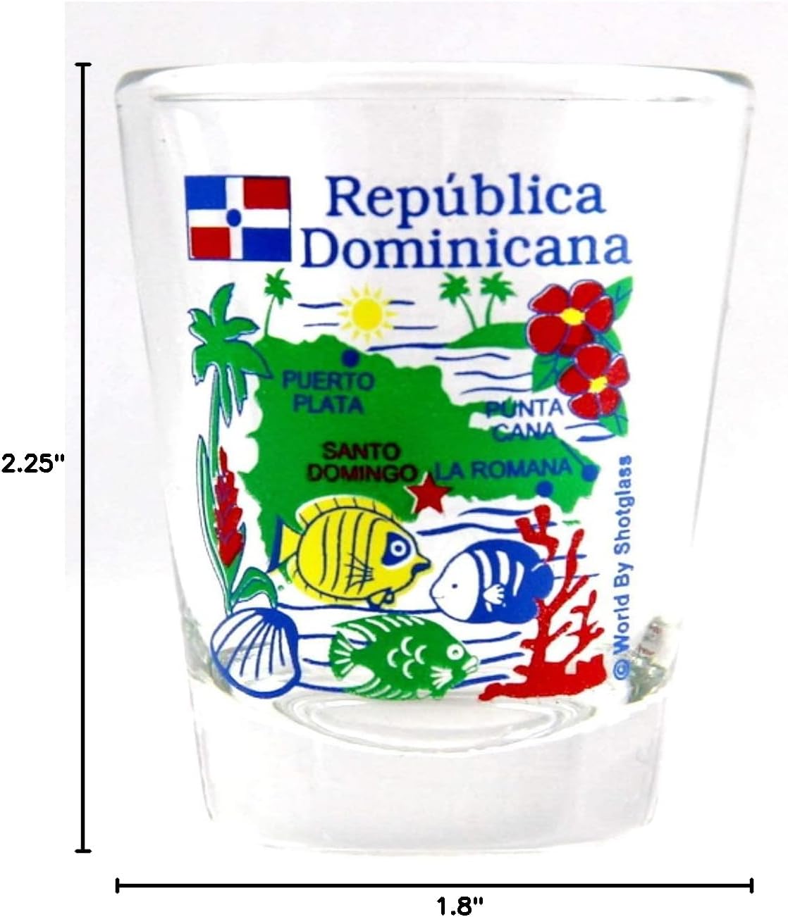 Juego de vasos de chupito caribeños de República Dominicana (juego de 2) 