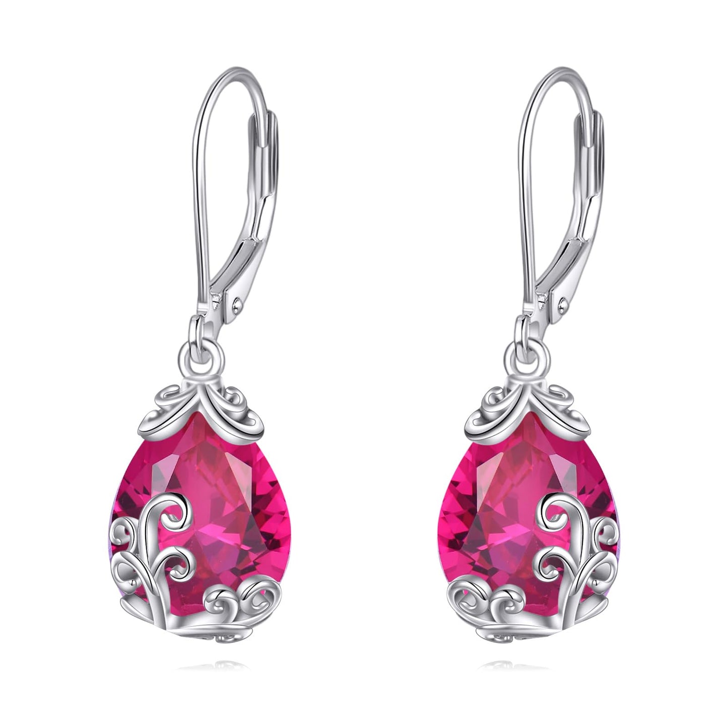 POPLYKE Celtic Filigree Larimar Teardrop Dangle Earrings in 925 Sterling Silver, Leverback, Hypoallergenic, Gift Box, Women’s Jewelry