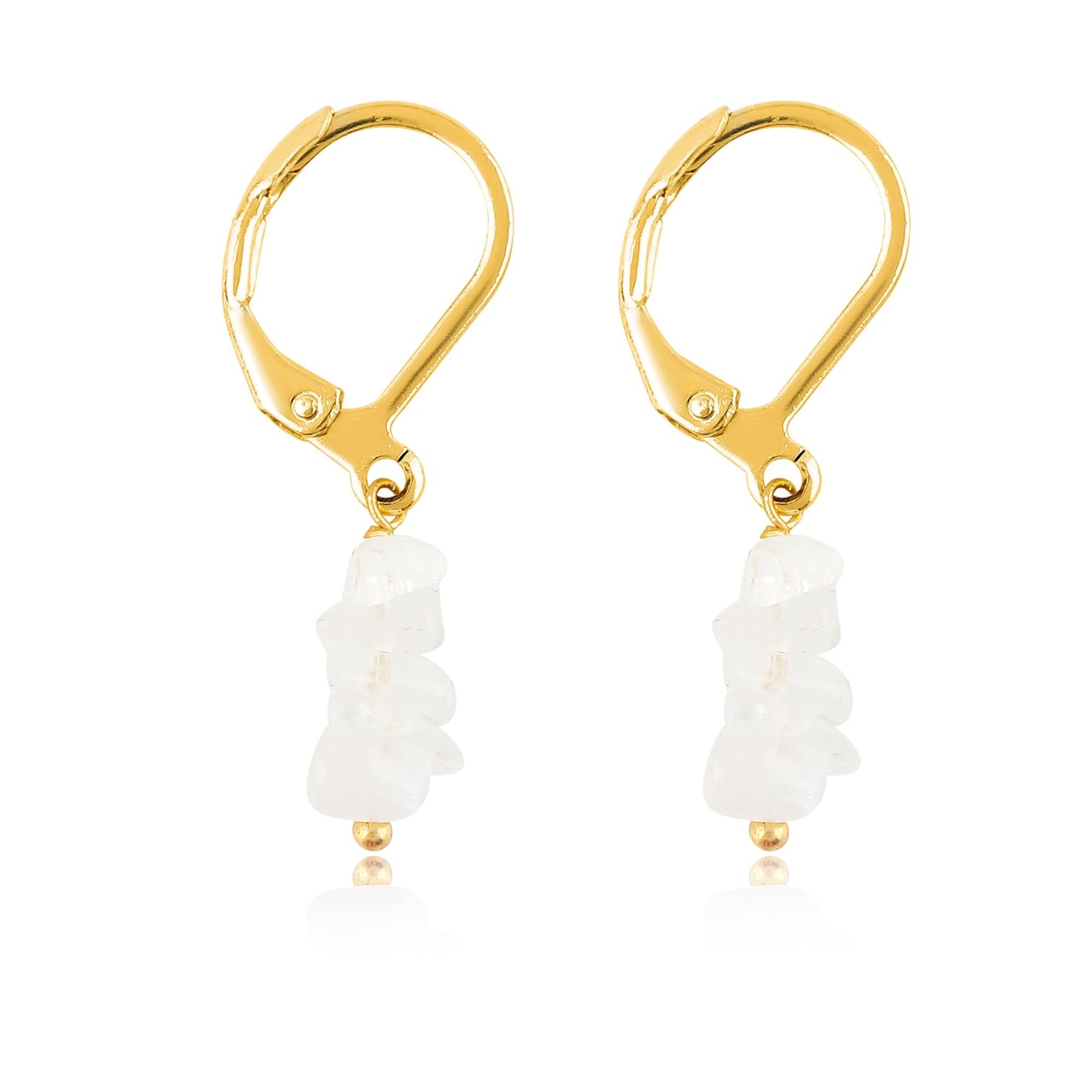 Gemsymphony Larimar Chip Dangle Earrings, Gold-Plated Leverback Hooks, Hypoallergenic, Handmade Lightweight Boho Gift for Women