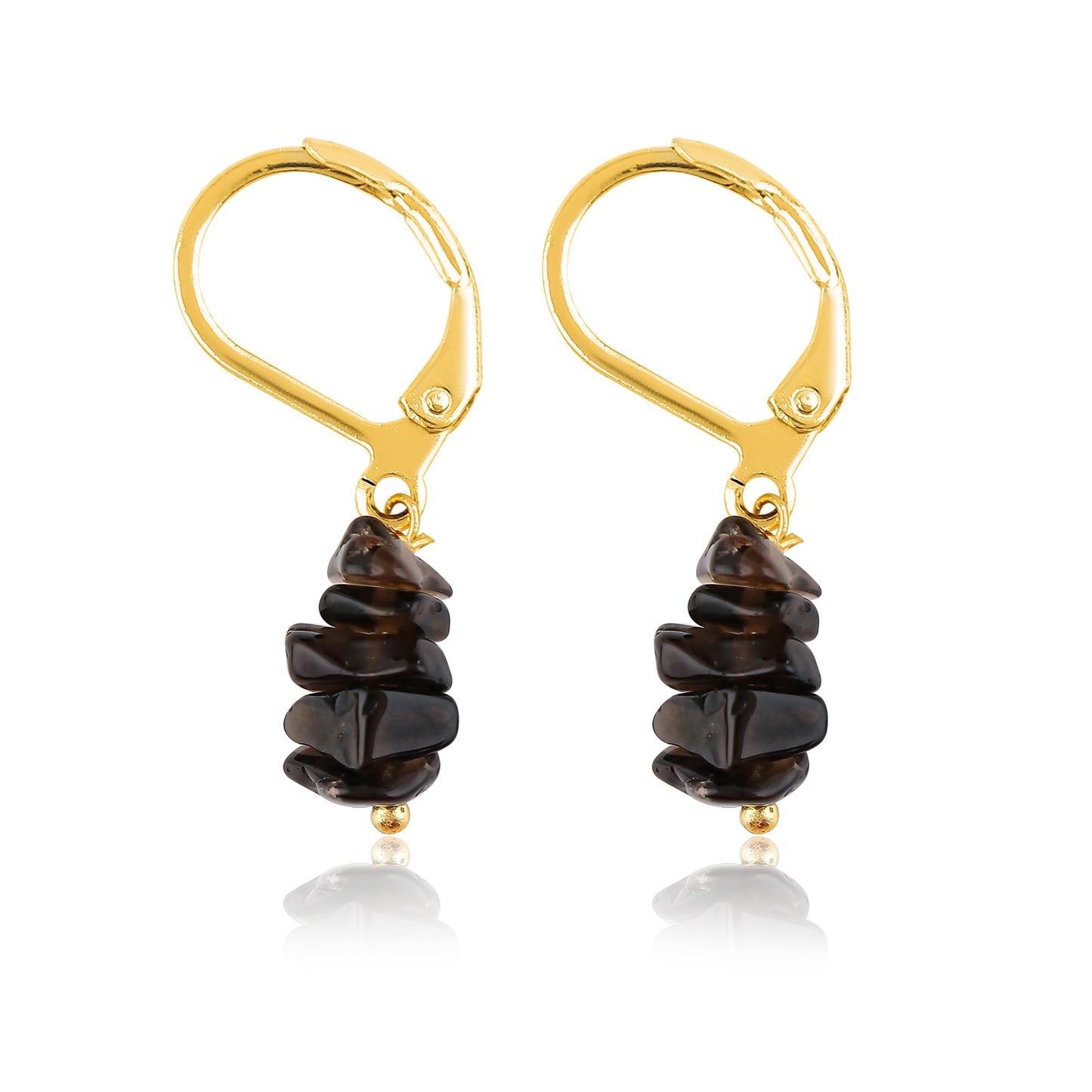 Gemsymphony Larimar Chip Dangle Earrings, Gold-Plated Leverback Hooks, Hypoallergenic, Handmade Lightweight Boho Gift for Women