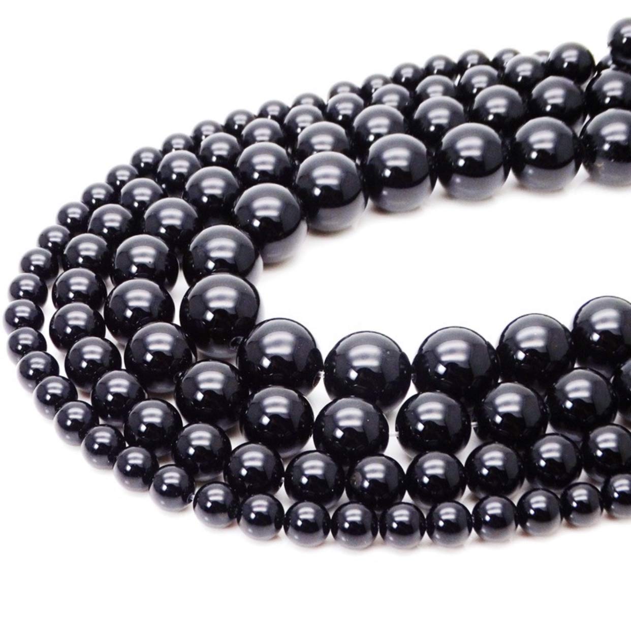 Cuentas sueltas de larimar Barahona de ABCGEMS, 10 mm, redondas y lisas, con inclusiones dendríticas negras, tira de 39 cm, agujero de 1 mm, República Dominicana, suministros para bisutería 