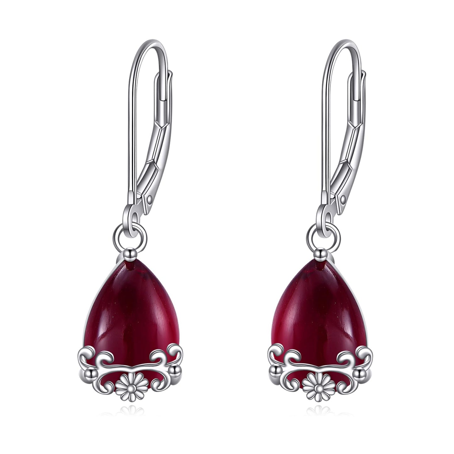 POPLYKE Celtic Filigree Larimar Teardrop Dangle Earrings in 925 Sterling Silver, Leverback, Hypoallergenic, Gift Box, Women’s Jewelry