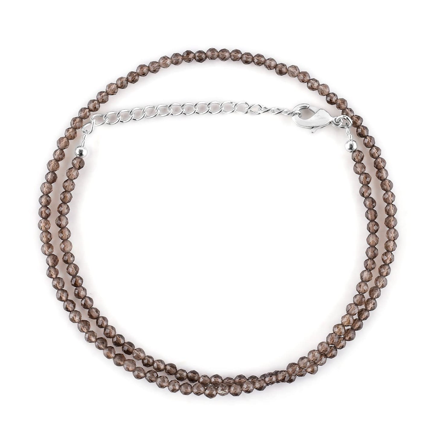 Gargantilla de cuentas de larimar ZEMBIENCE, piedras preciosas naturales facetadas de 3 mm, latón bañado en plata con revestimiento electrolítico, extensor de 40,6 cm + 5 cm, cierre de mosquetón, regalo minimalista.