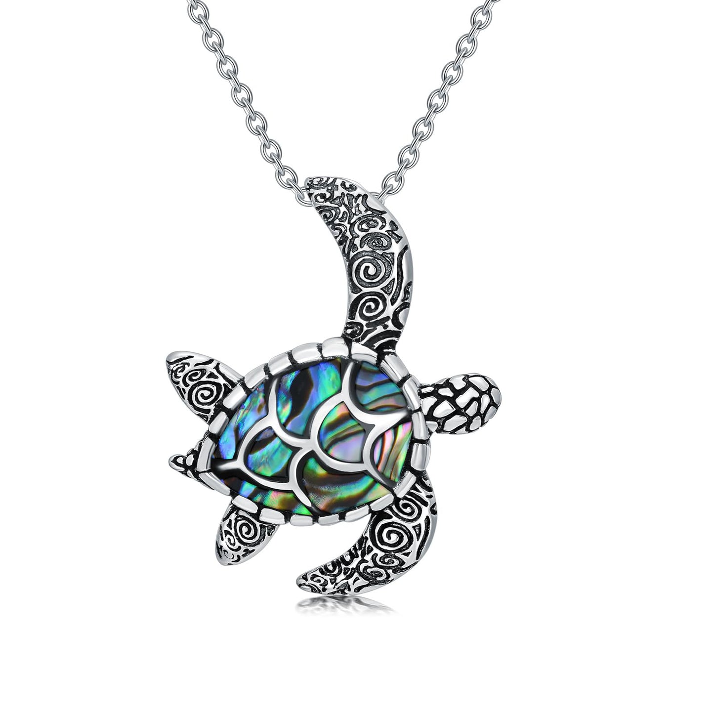 Collar con colgante de larimar de tortuga marina de OCJ, plata de ley 925, 45 cm + extensión de 5 cm. Joya playera inspirada en el océano, regalo para mujer. 