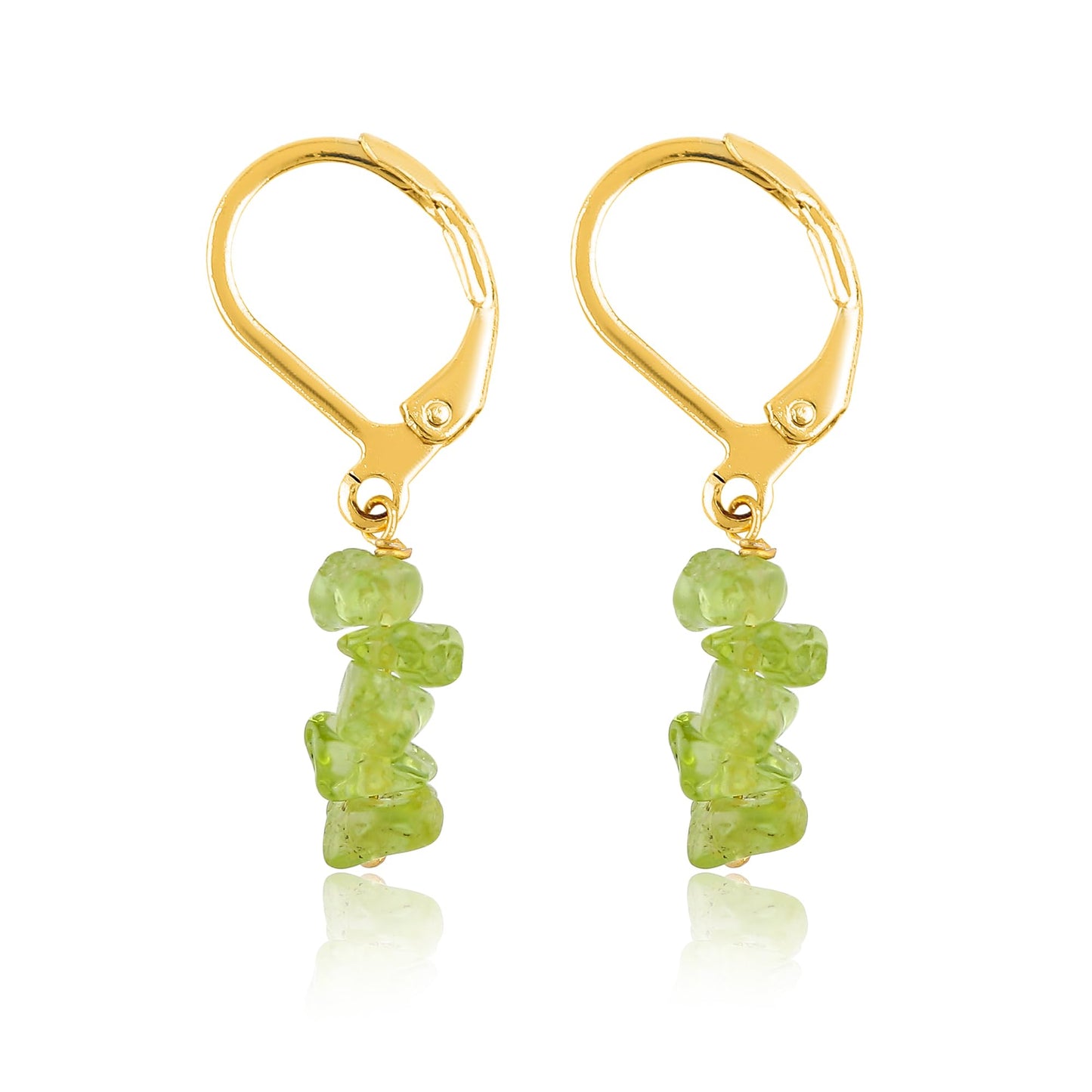 Gemsymphony Larimar Chip Dangle Earrings, Gold-Plated Leverback Hooks, Hypoallergenic, Handmade Lightweight Boho Gift for Women