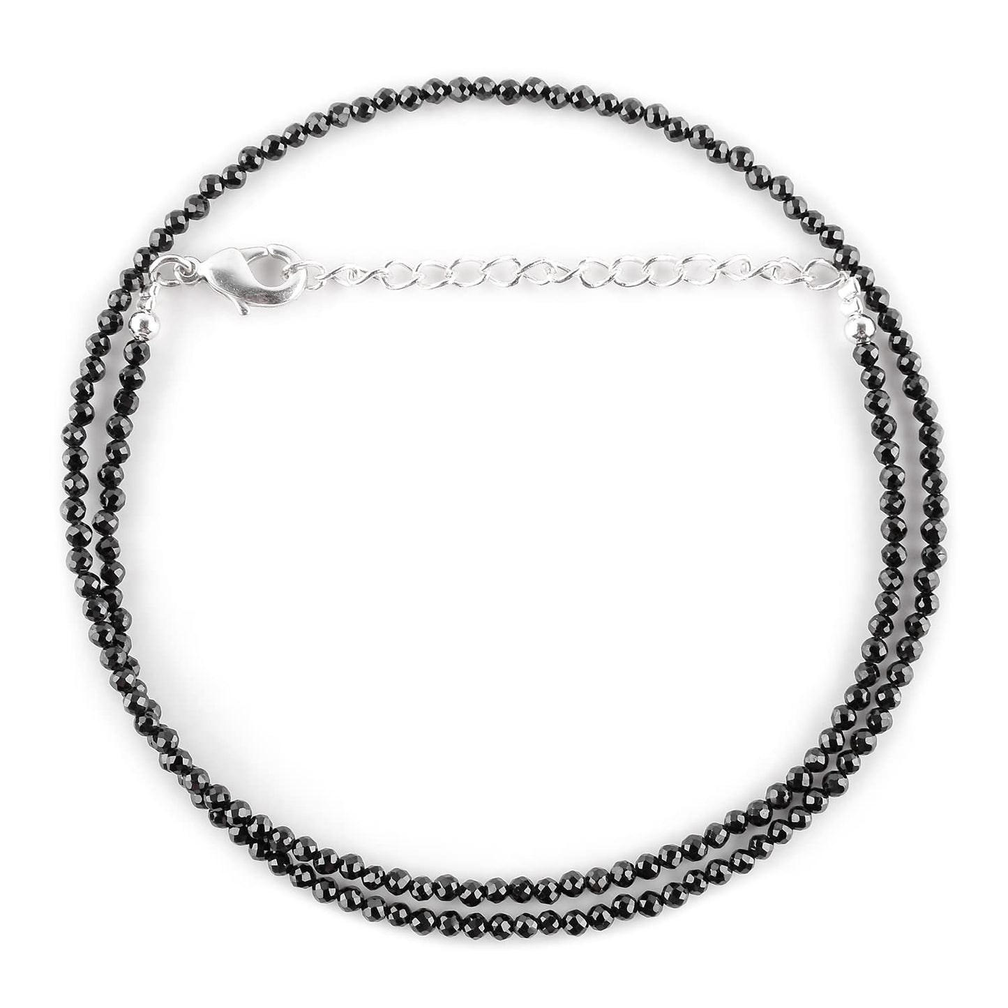 Gargantilla de cuentas de larimar ZEMBIENCE, piedras preciosas naturales facetadas de 3 mm, latón bañado en plata con revestimiento electrolítico, extensor de 40,6 cm + 5 cm, cierre de mosquetón, regalo minimalista.