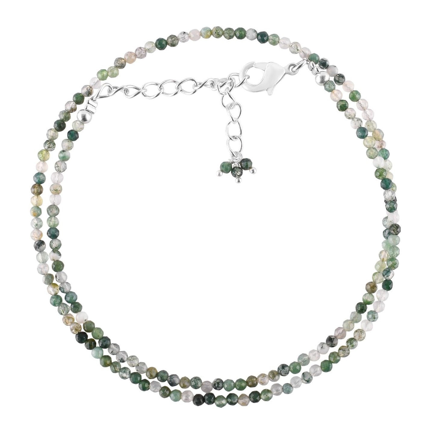 Gargantilla de cuentas de larimar ZEMBIENCE, piedras preciosas naturales facetadas de 3 mm, latón bañado en plata con revestimiento electrolítico, extensor de 40,6 cm + 5 cm, cierre de mosquetón, regalo minimalista.