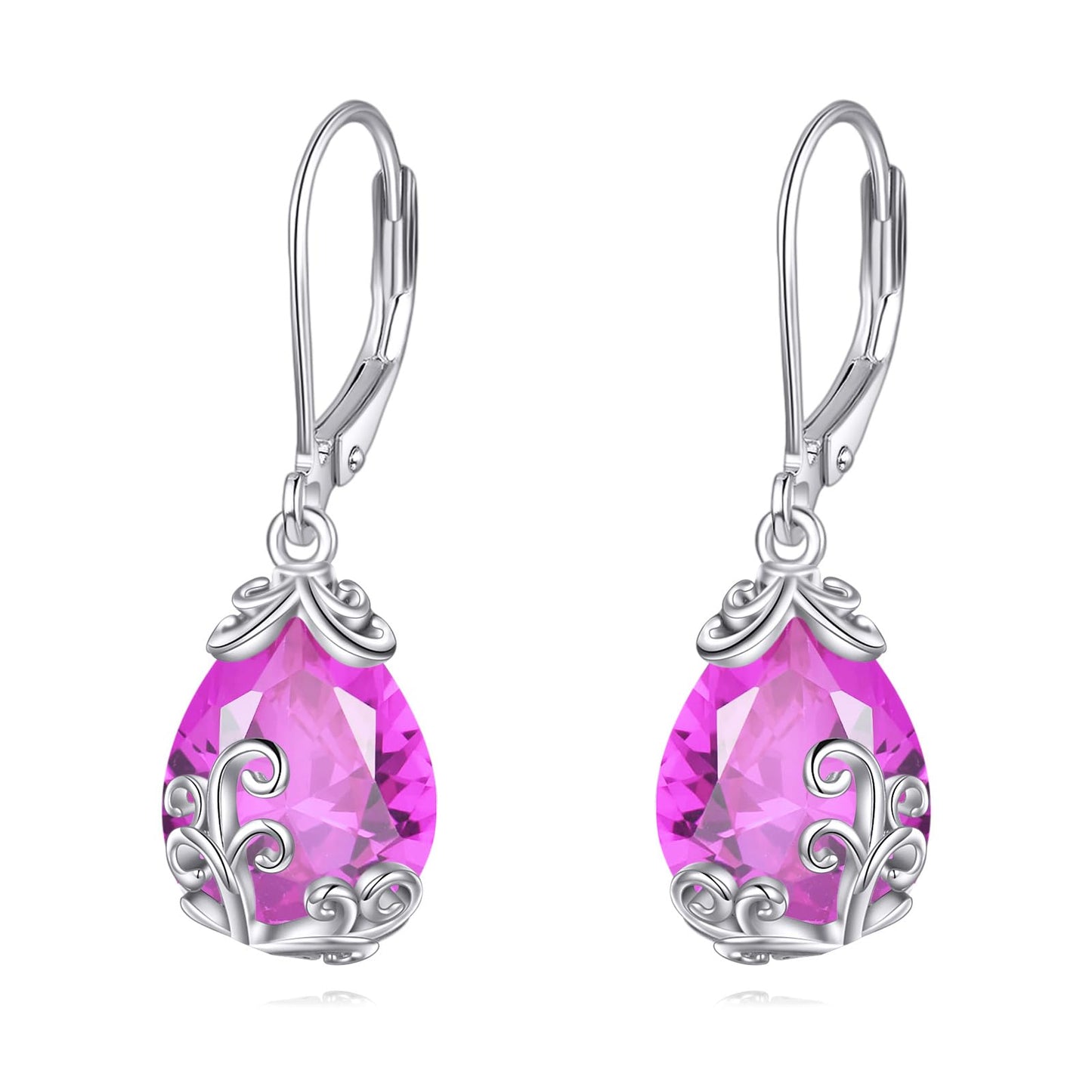 POPLYKE Celtic Filigree Larimar Teardrop Dangle Earrings in 925 Sterling Silver, Leverback, Hypoallergenic, Gift Box, Women’s Jewelry