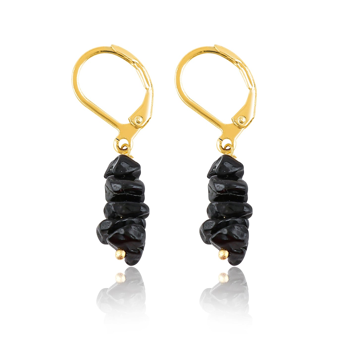 Gemsymphony Larimar Chip Dangle Earrings, Gold-Plated Leverback Hooks, Hypoallergenic, Handmade Lightweight Boho Gift for Women