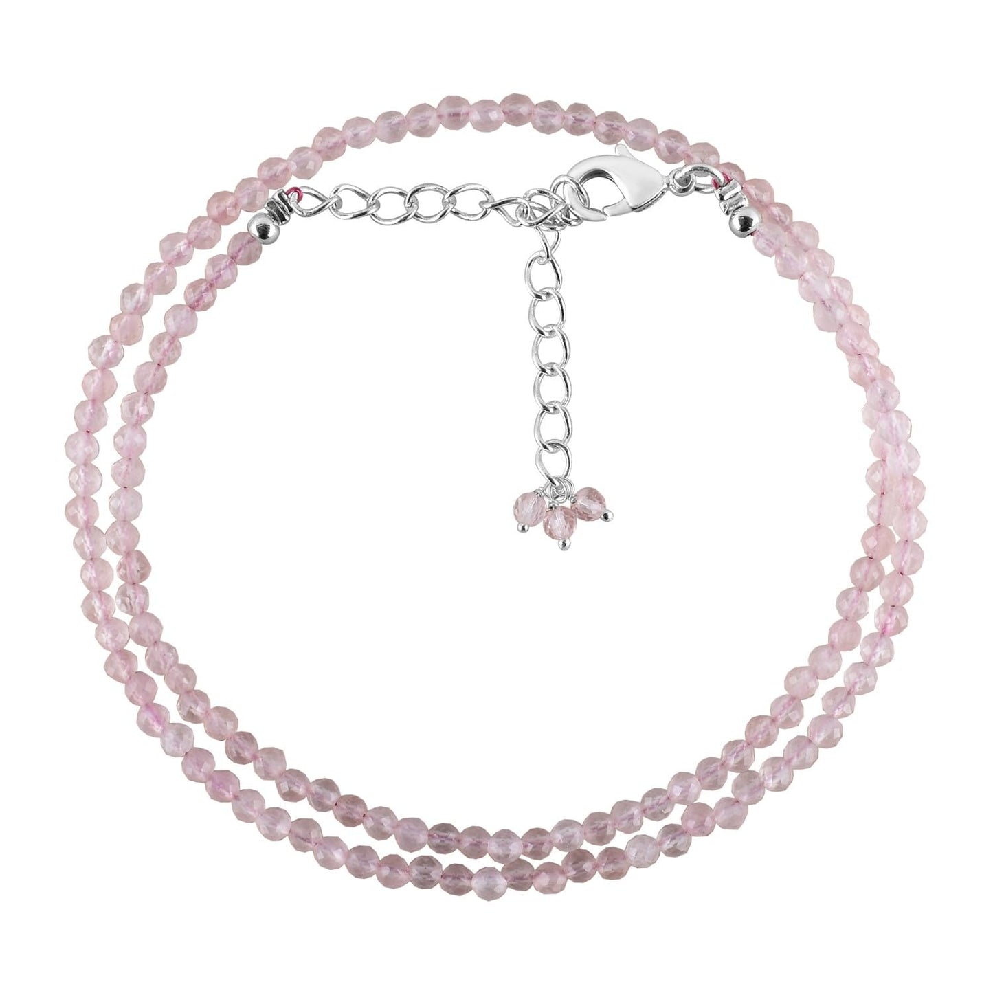 Gargantilla de cuentas de larimar ZEMBIENCE, piedras preciosas naturales facetadas de 3 mm, latón bañado en plata con revestimiento electrolítico, extensor de 40,6 cm + 5 cm, cierre de mosquetón, regalo minimalista.