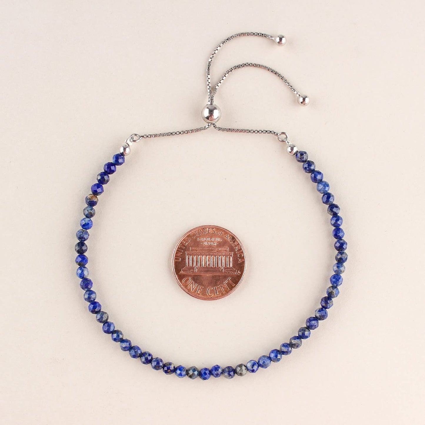 Pulsera bolo de larimar OdrillionGems en plata de ley 925 rodiada, cuentas facetadas azul cielo de 3 mm, cadena ajustable, regalo minimalista hecho a mano para mujer. 