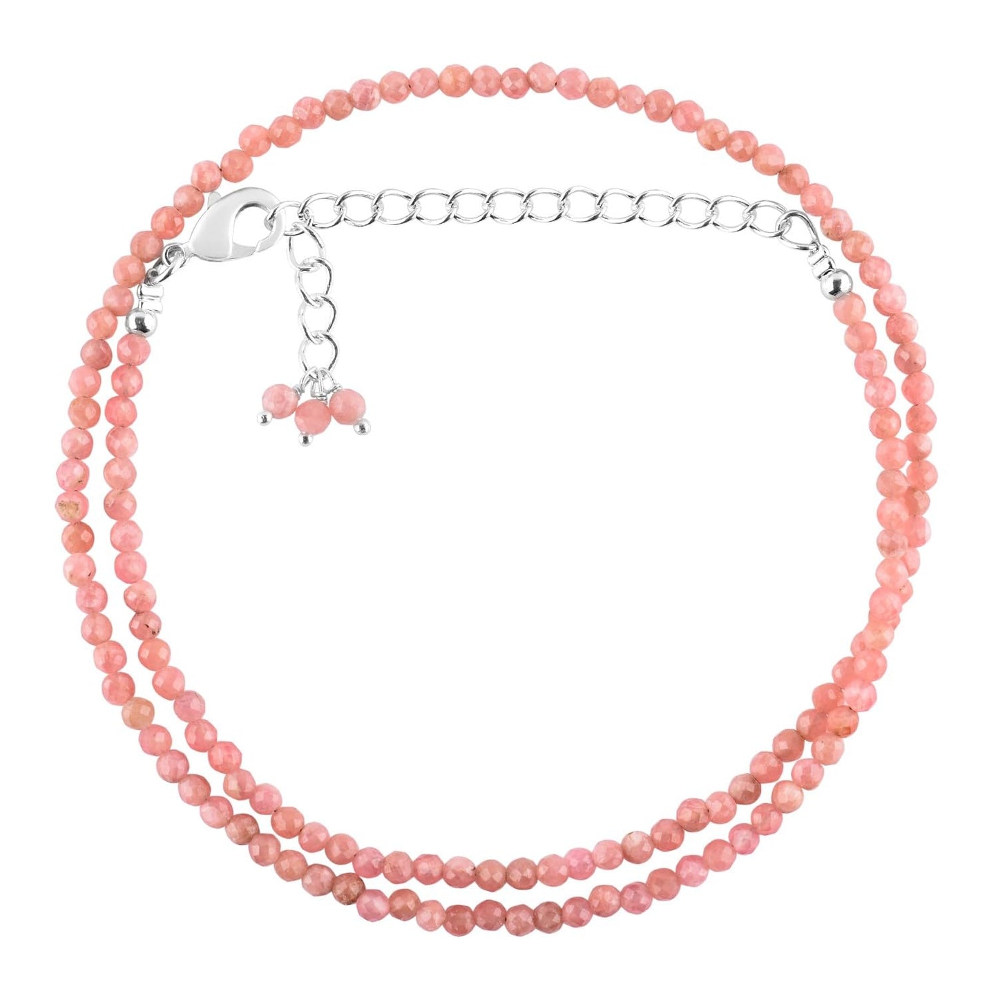 Gargantilla de cuentas de larimar ZEMBIENCE, piedras preciosas naturales facetadas de 3 mm, latón bañado en plata con revestimiento electrolítico, extensor de 40,6 cm + 5 cm, cierre de mosquetón, regalo minimalista.